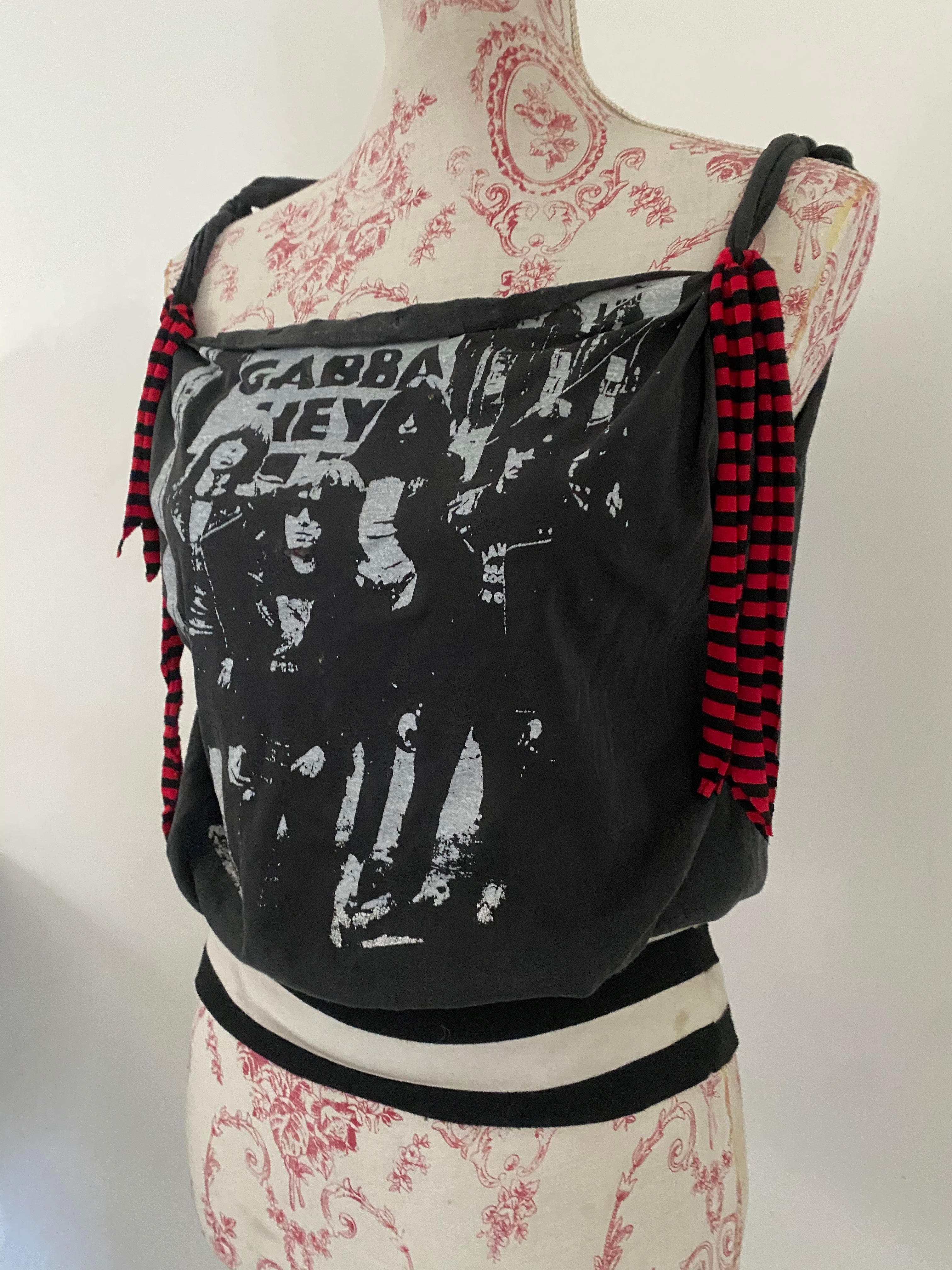 Upcycled Stripy Ramones 'Gabba Gabba Hey' Top