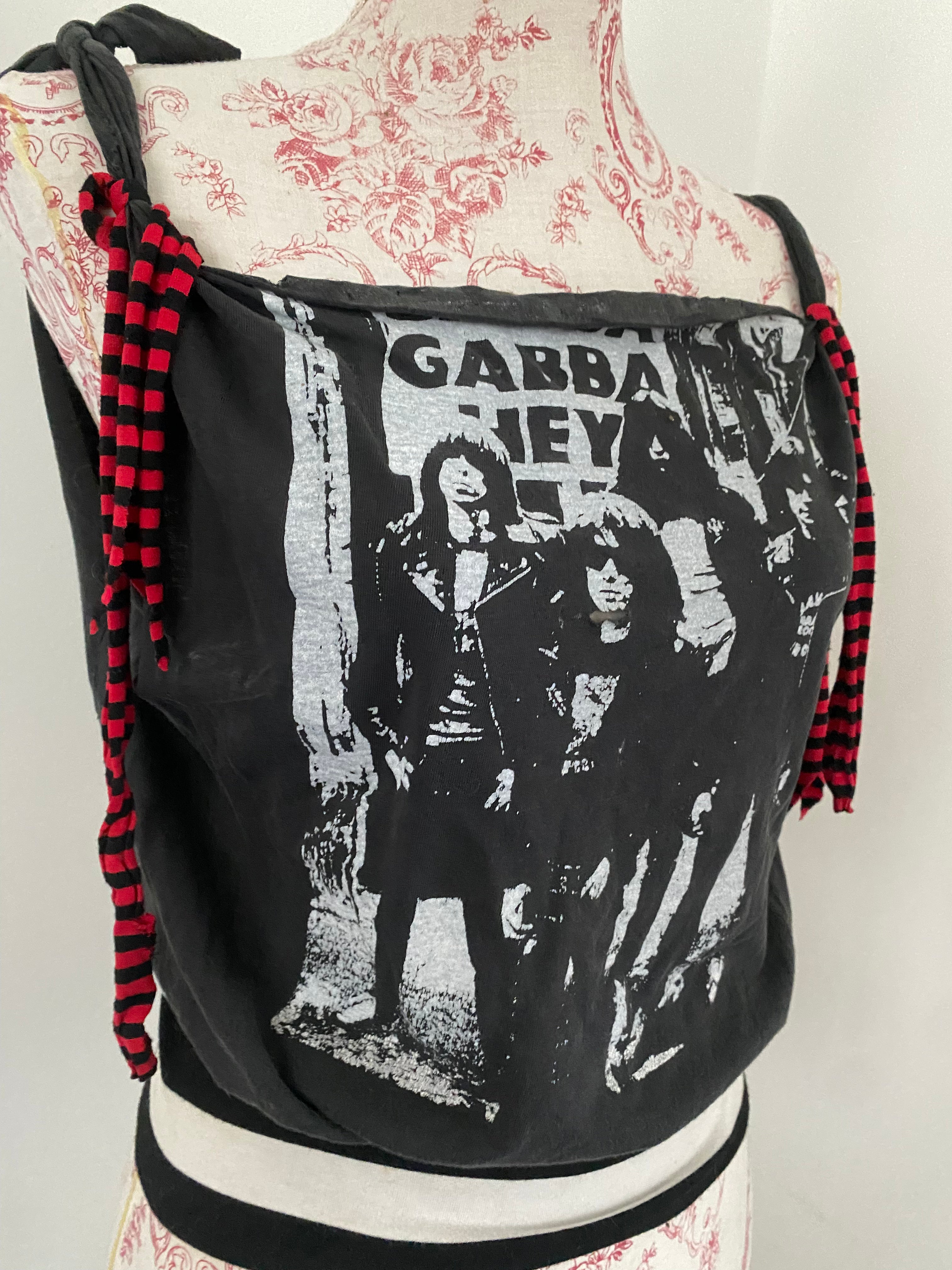 Upcycled Stripy Ramones 'Gabba Gabba Hey' Top
