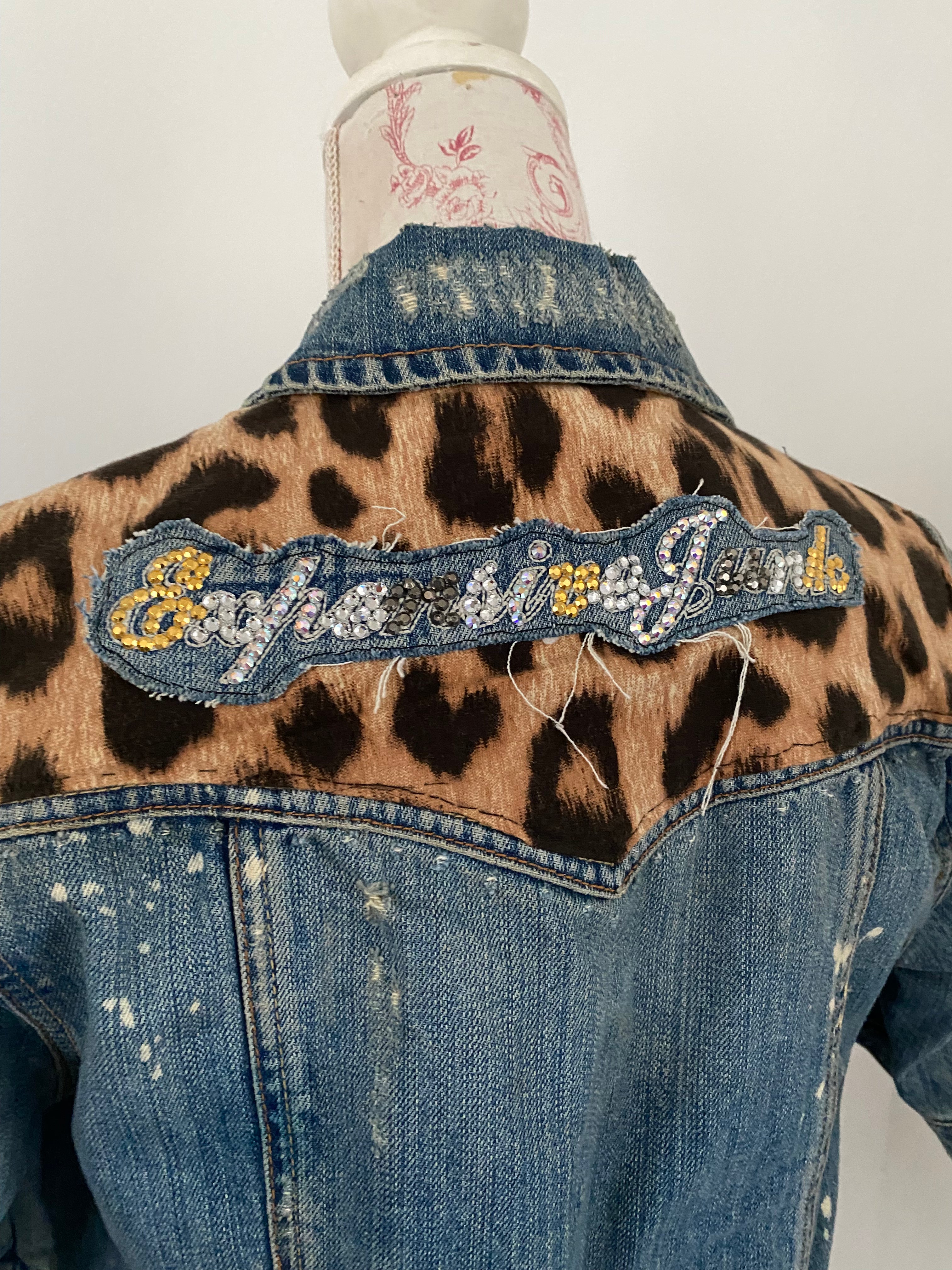 Distressed 'Explosive Junk' Cropped Denim Jacket