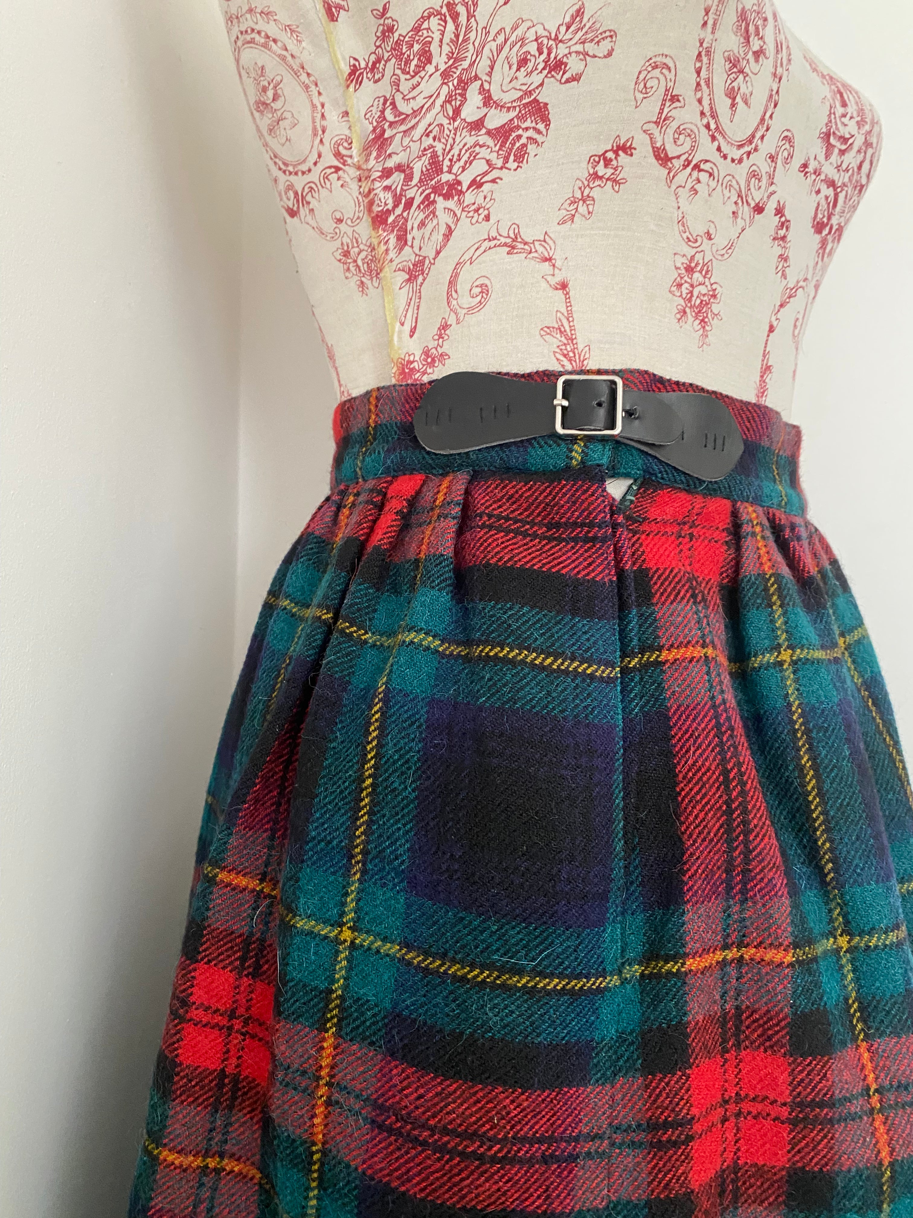 Green and Red Kilt Skirt