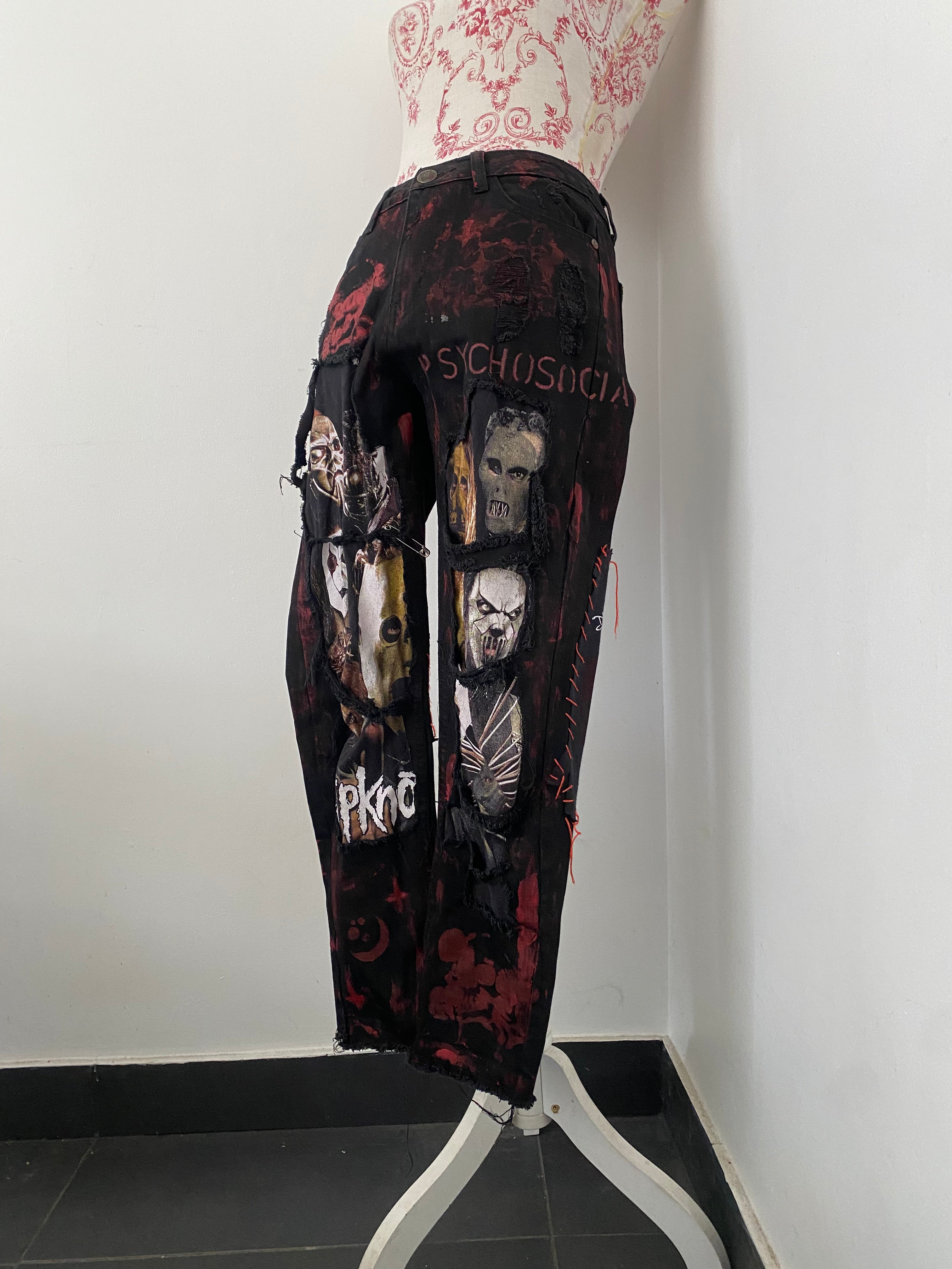 Upcycled Slipknot Black Denim Trousers