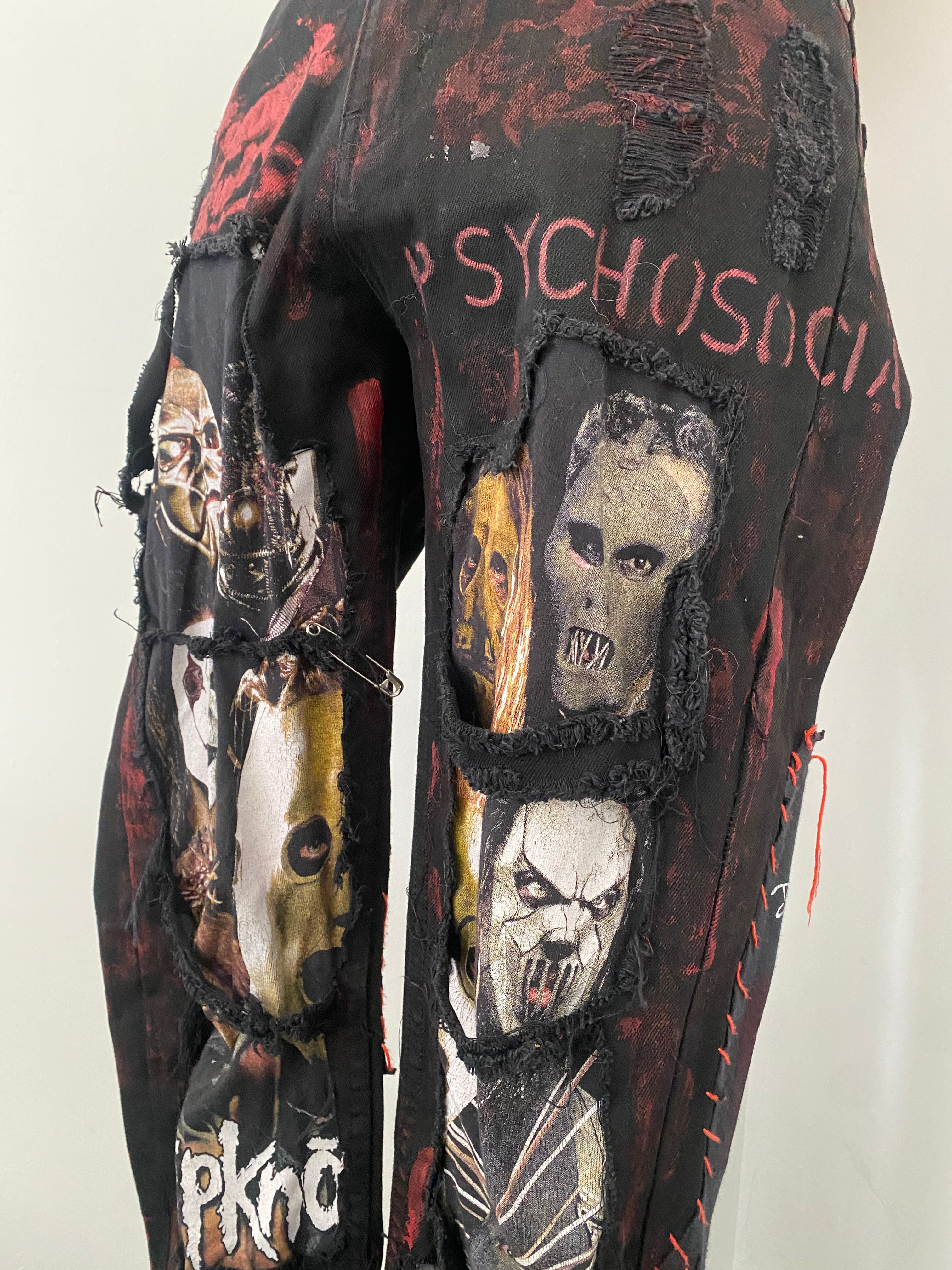 Upcycled Slipknot Black Denim Trousers