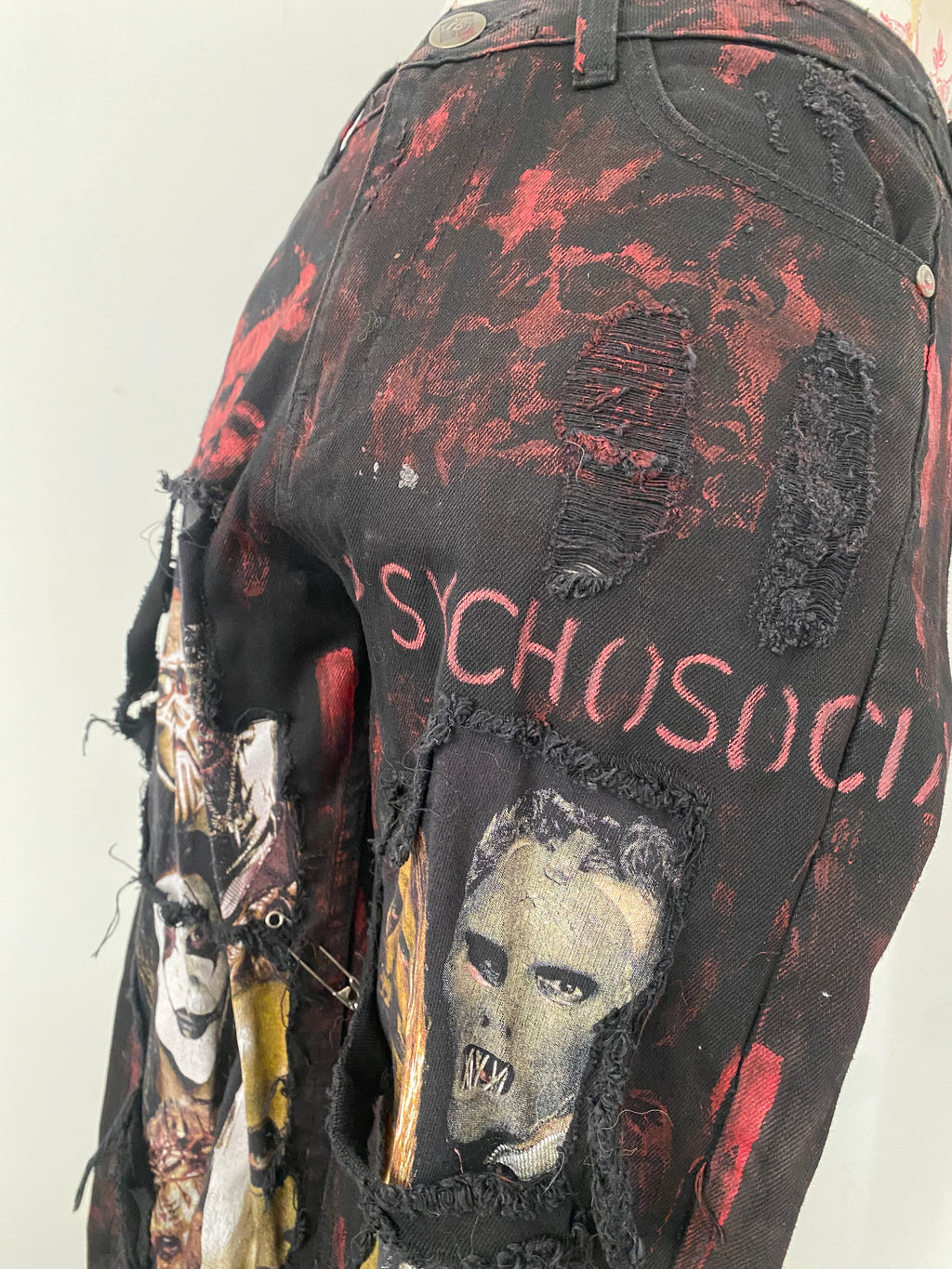 Upcycled Slipknot Black Denim Trousers