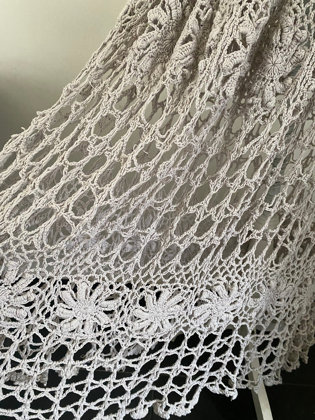 White Knitted Lace Maxi Skirt