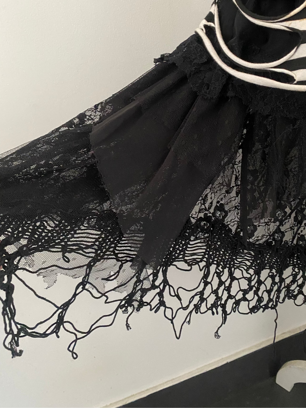 Upcycled Layered Stripy Black and White Skirt
