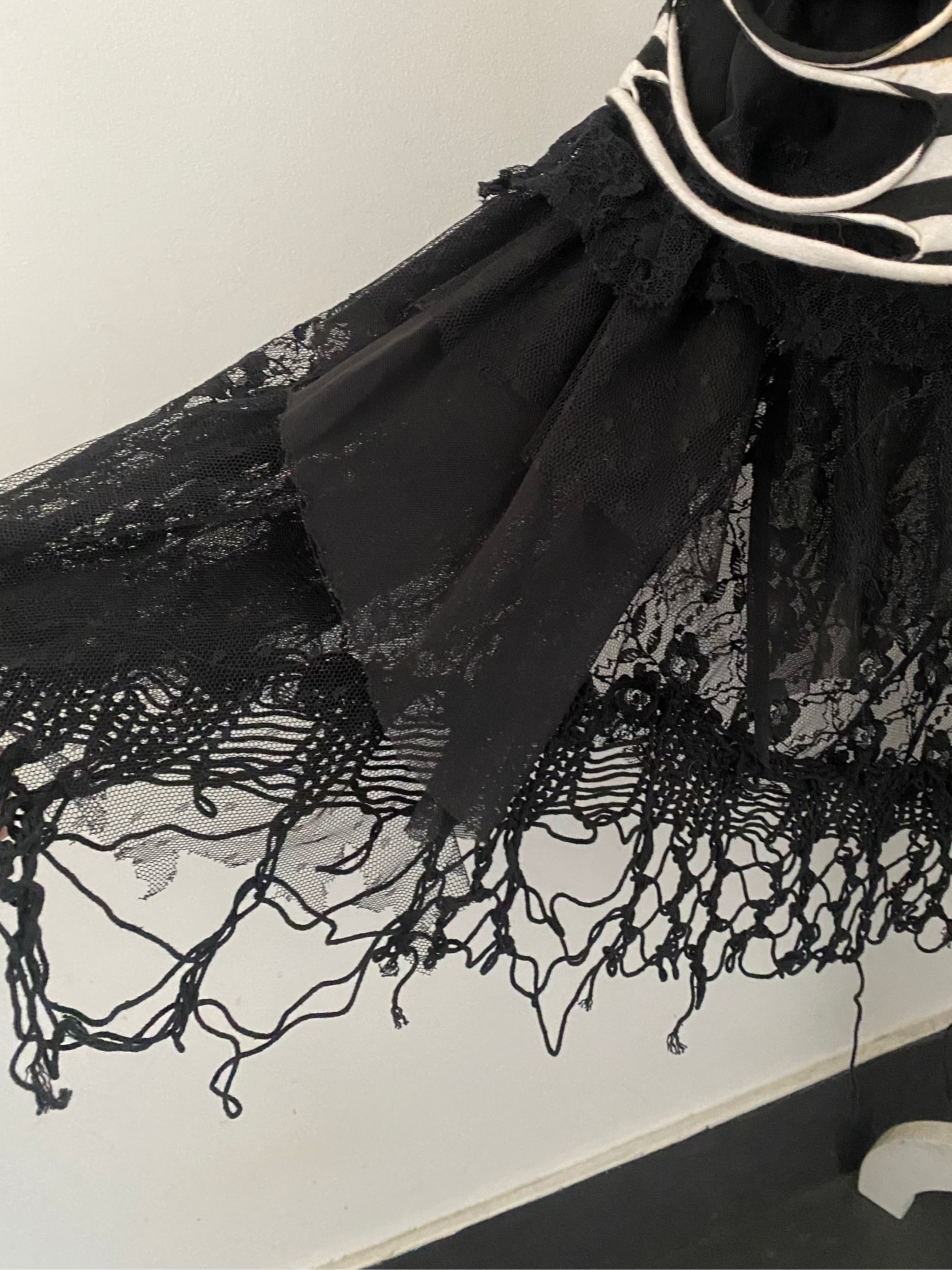 Upcycled Layered Stripy Black and White Skirt