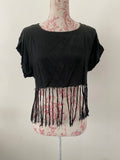 Black Washed Cropped Top with Small Metal Bells