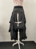 Layered Inverted Cross Stripy Maxi Skirt with Hitch Ups