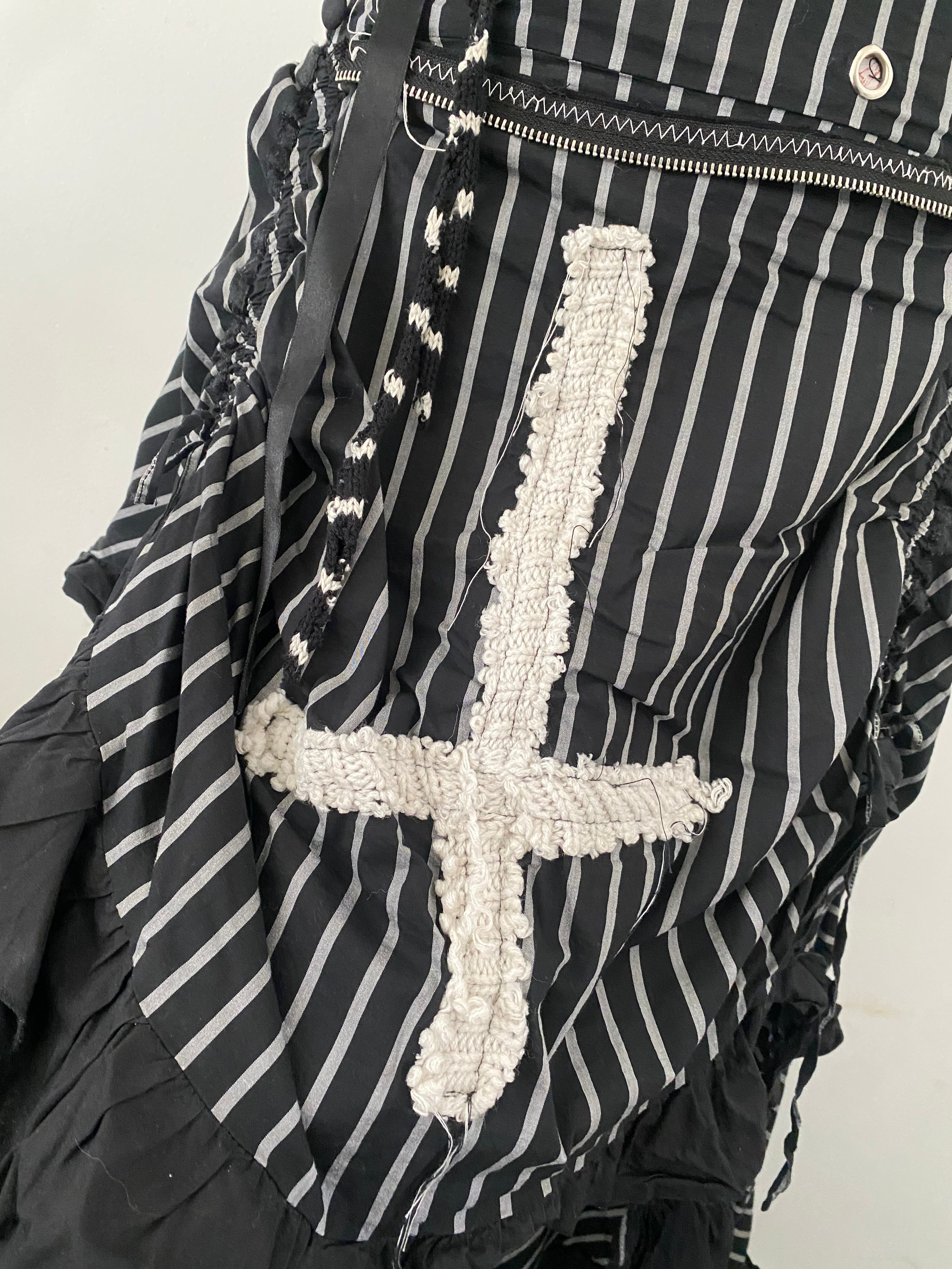 Layered Inverted Cross Stripy Maxi Skirt with Hitch Ups