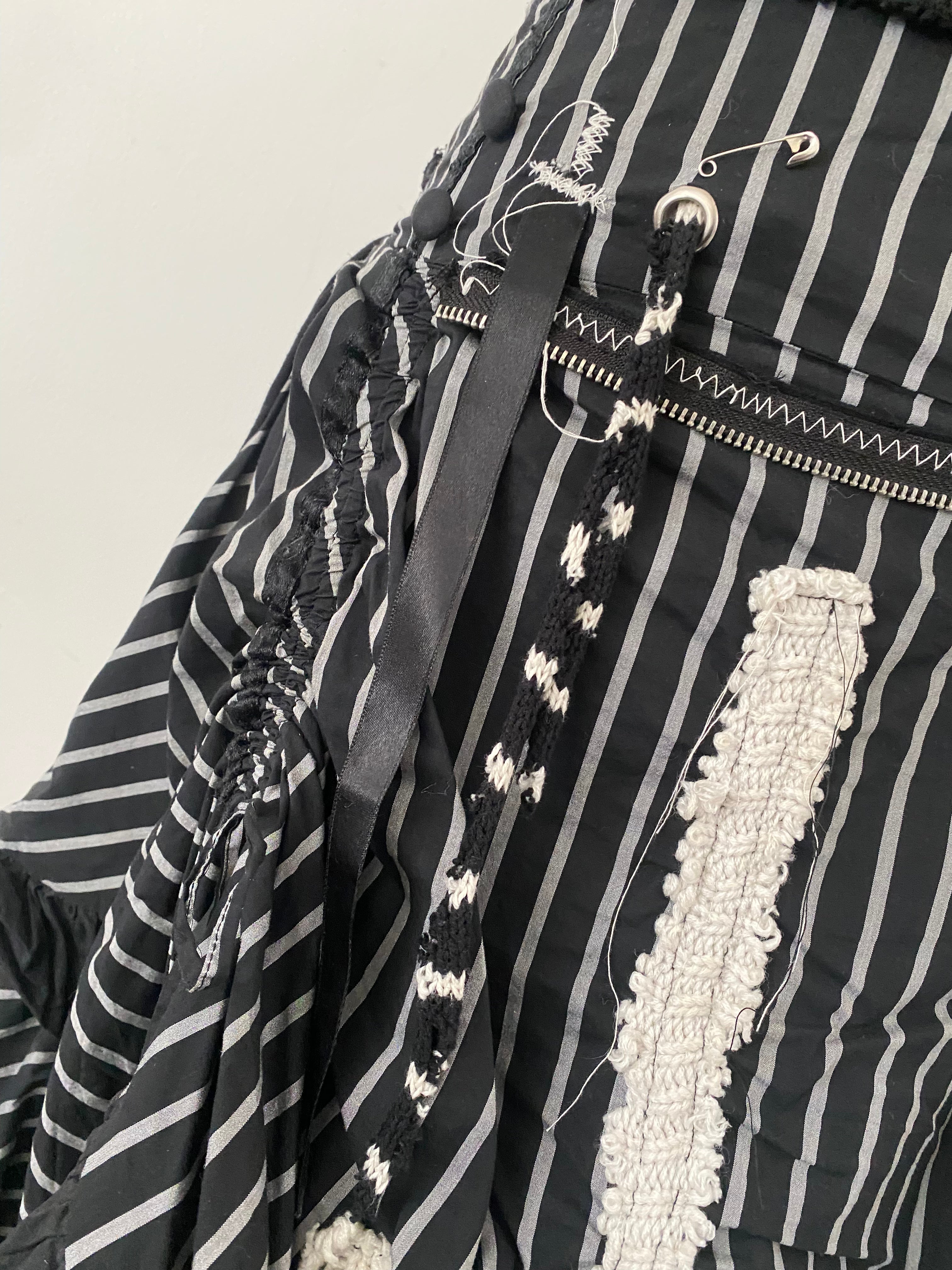 Layered Inverted Cross Stripy Maxi Skirt with Hitch Ups