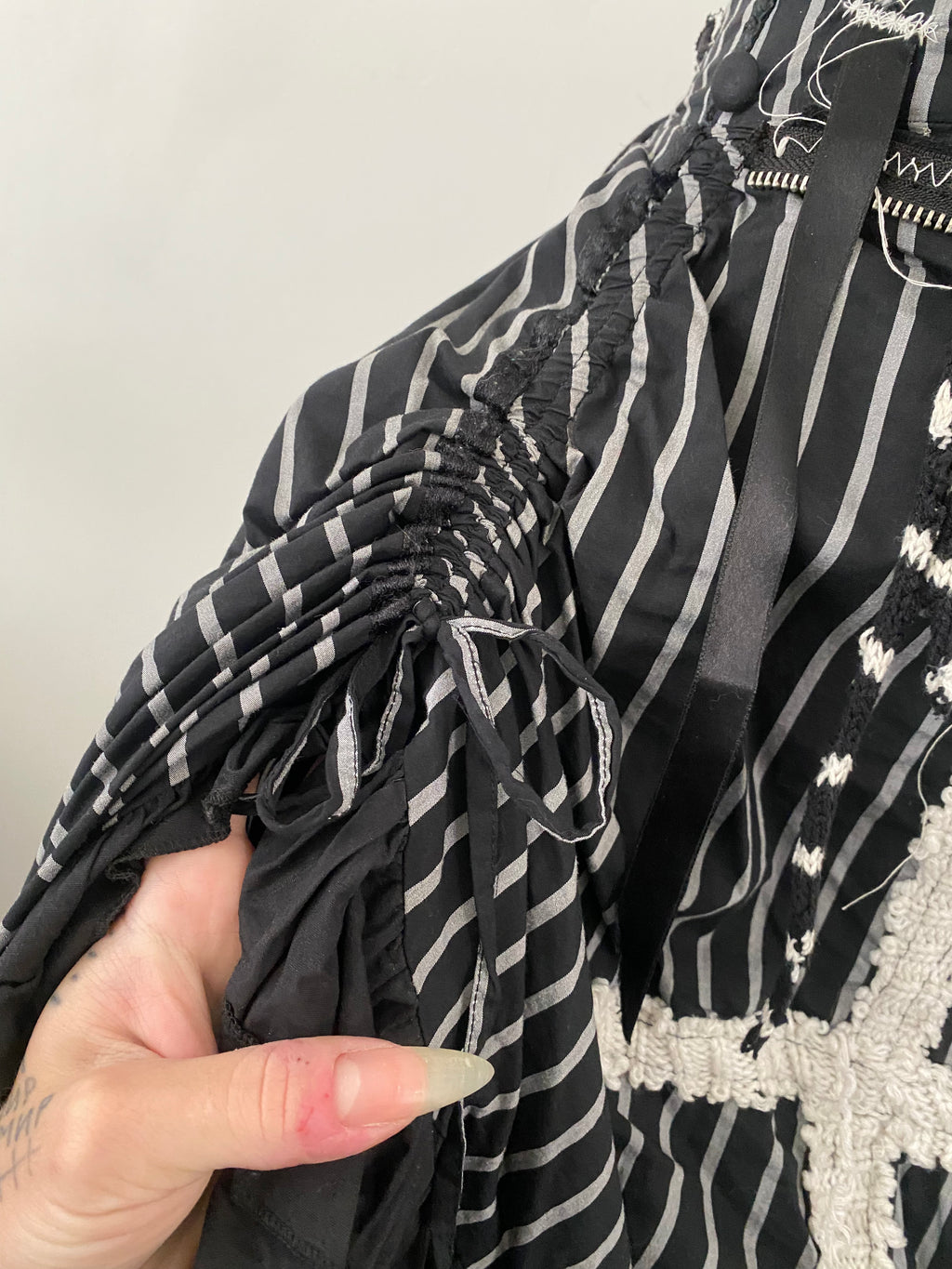 Layered Inverted Cross Stripy Maxi Skirt with Hitch Ups