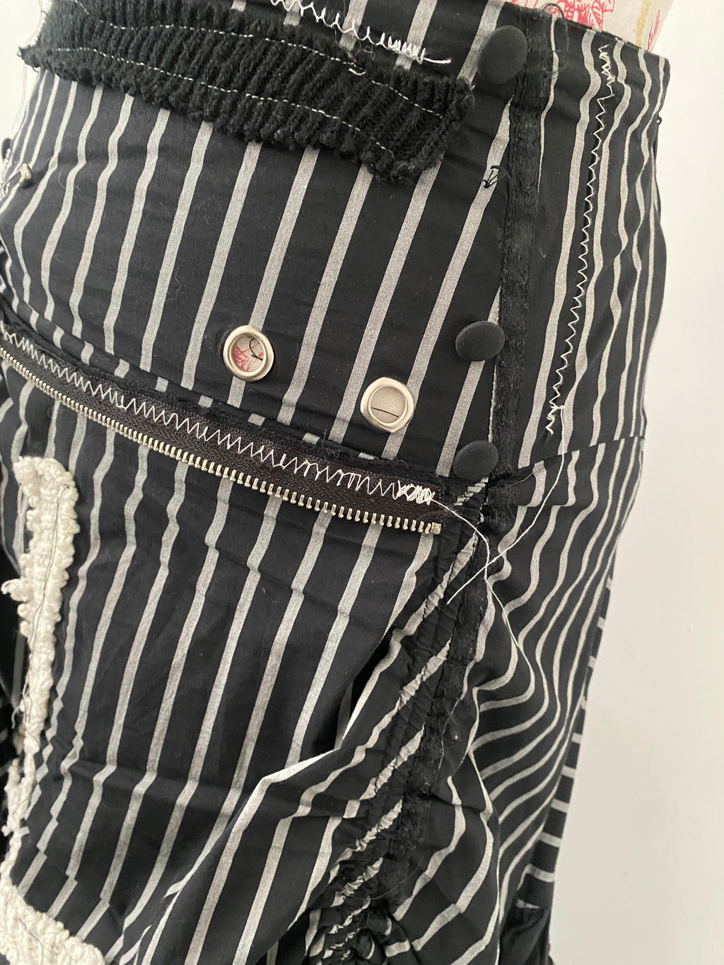 Layered Inverted Cross Stripy Maxi Skirt with Hitch Ups
