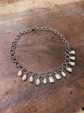 Resin Human Teeth and Steel Rings Necklace