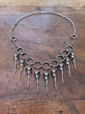 Bird Skull Charms and Steel Rings Necklace