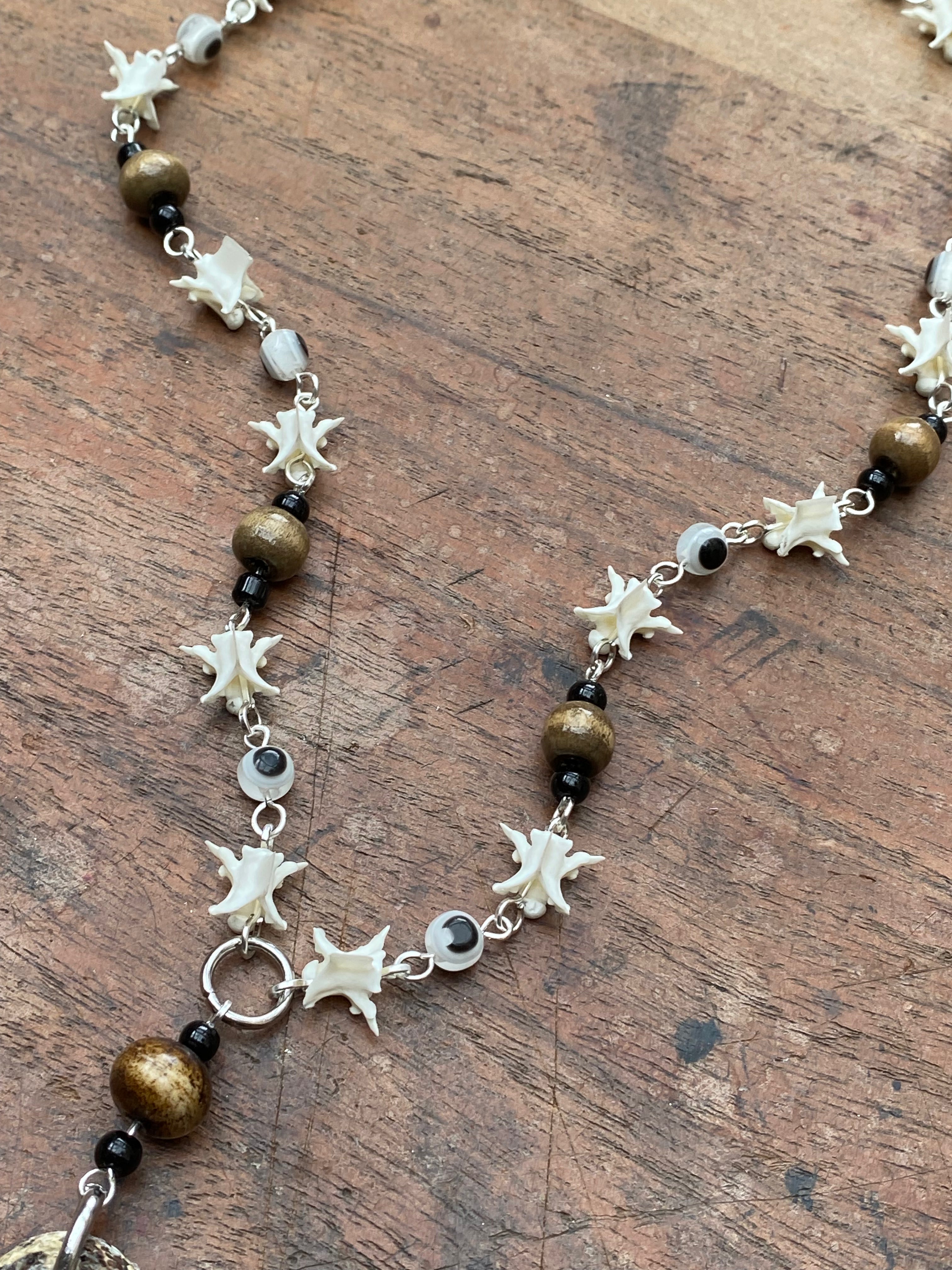 Taxidermy Snake and Snake Vertebrae Necklace