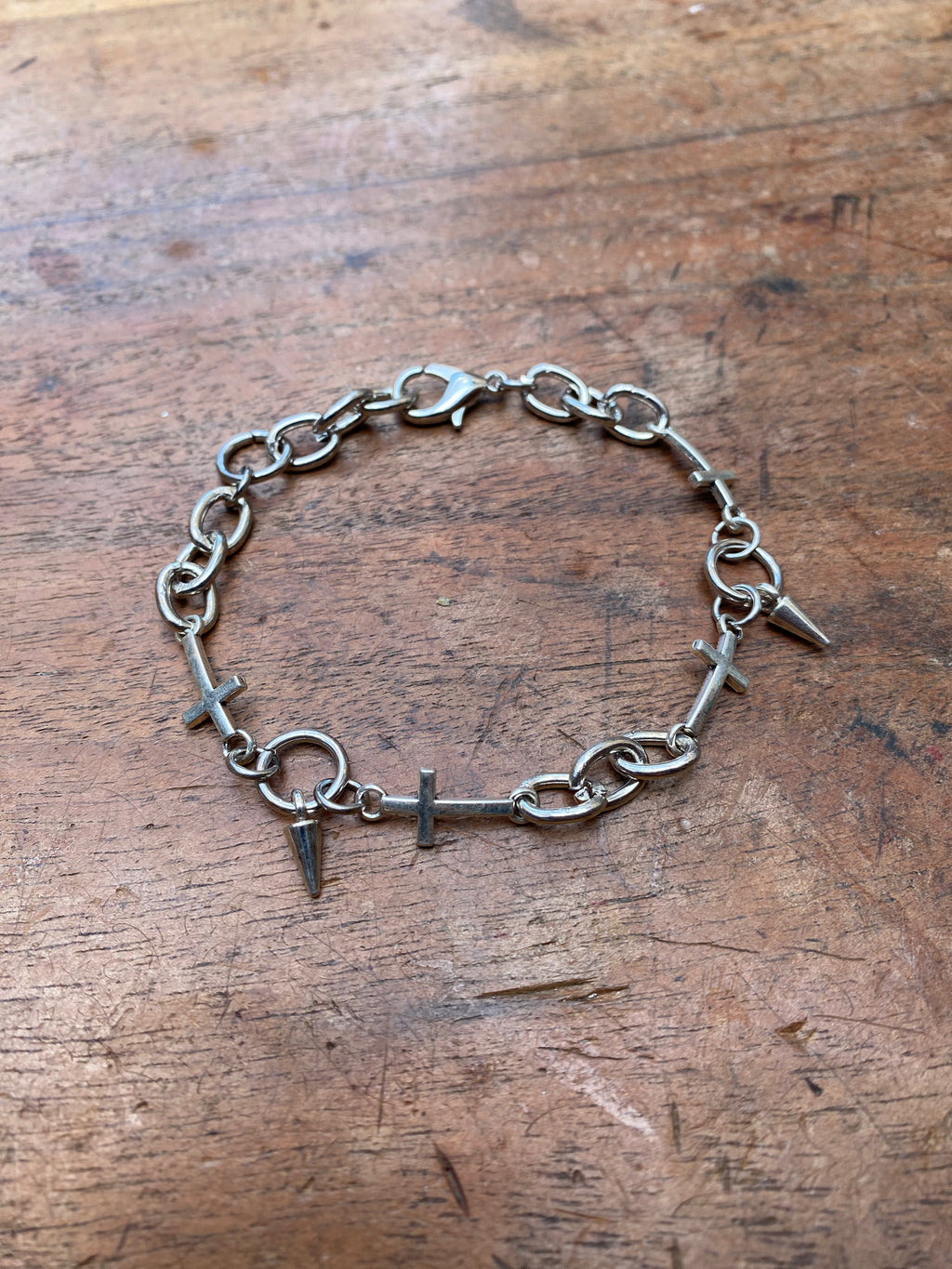 Crosses and Spikes Chain Bracelet