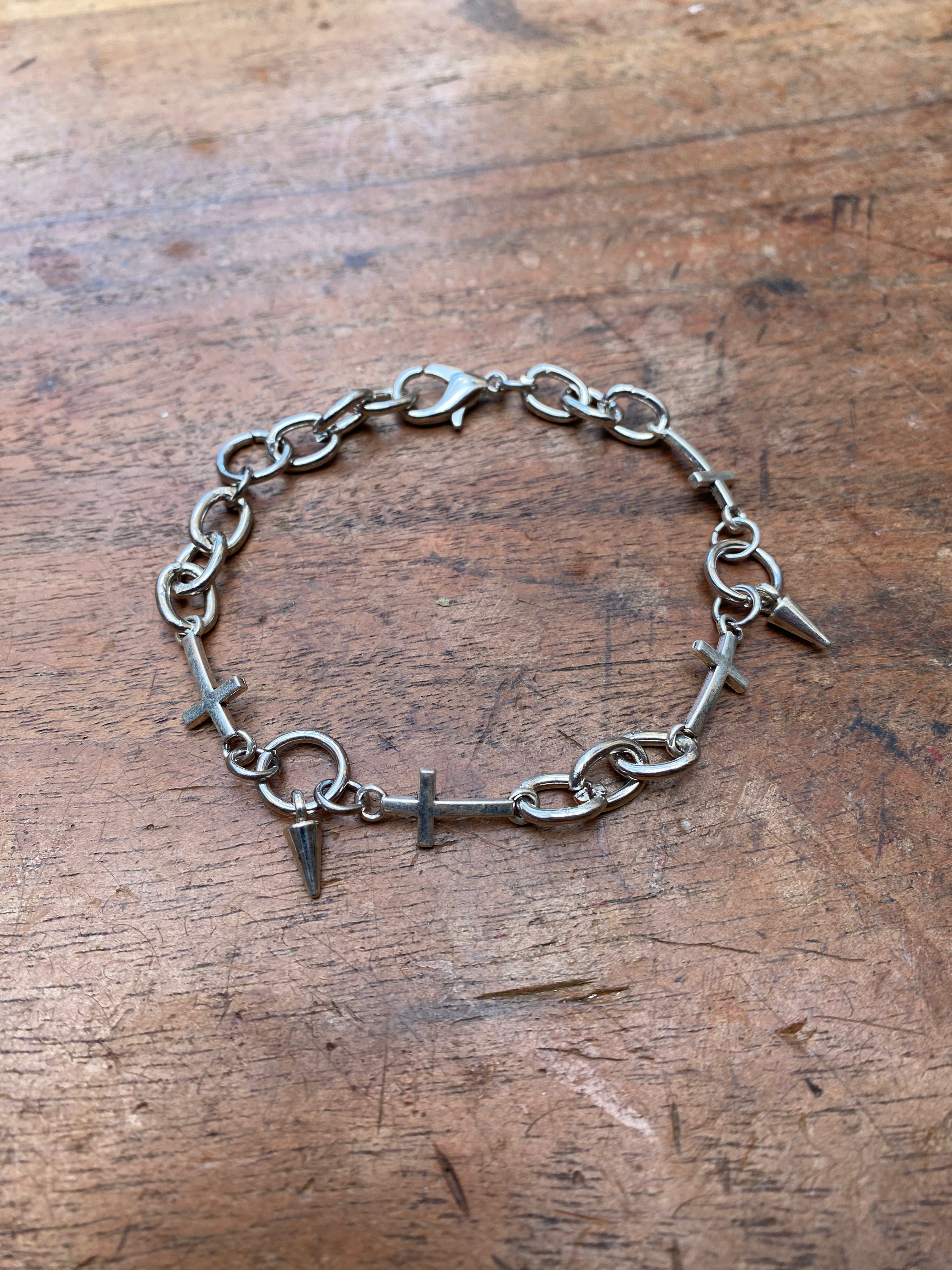 Crosses and Spikes Chain Bracelet