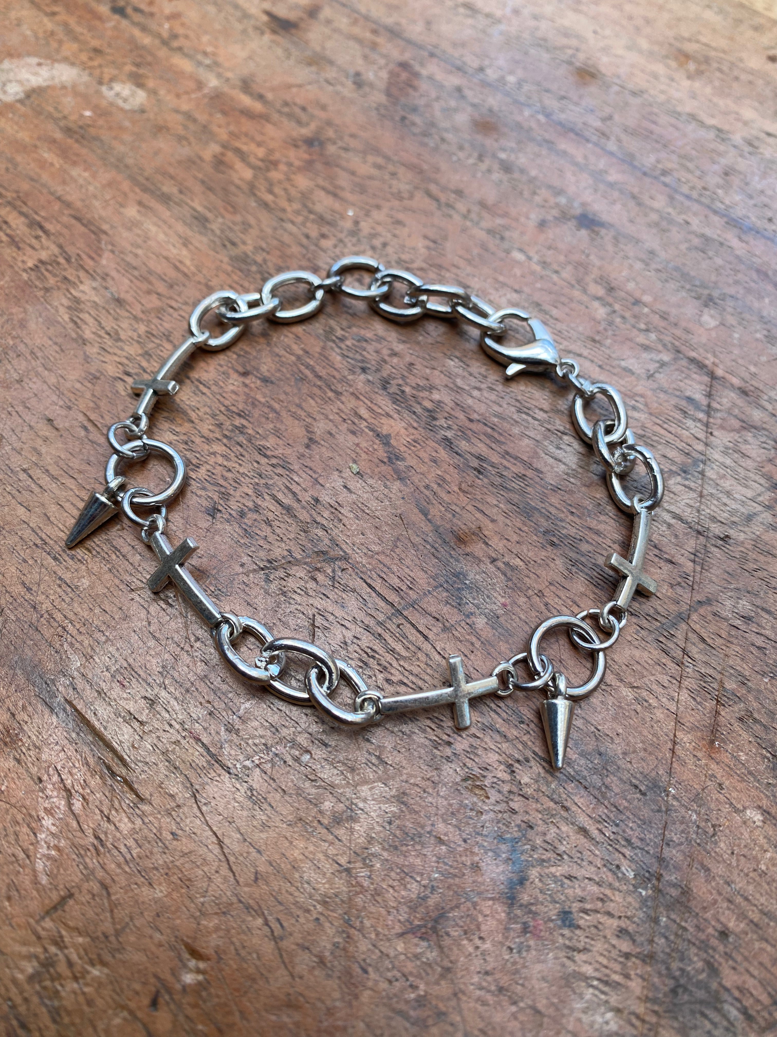 Crosses and Spikes Chain Bracelet