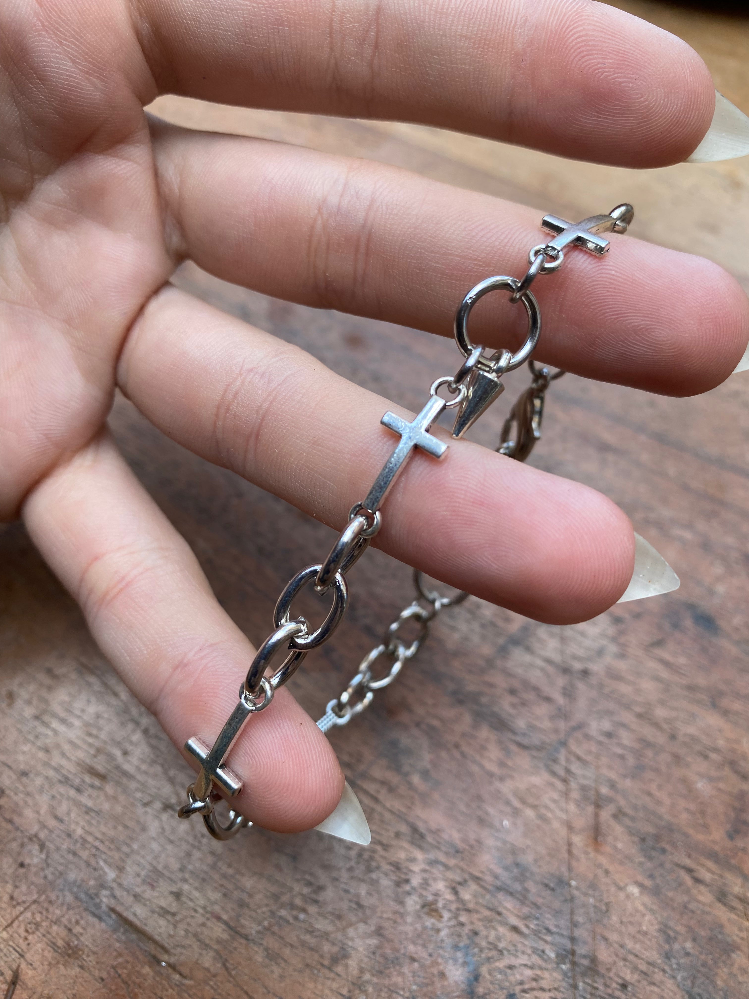 Crosses and Spikes Chain Bracelet