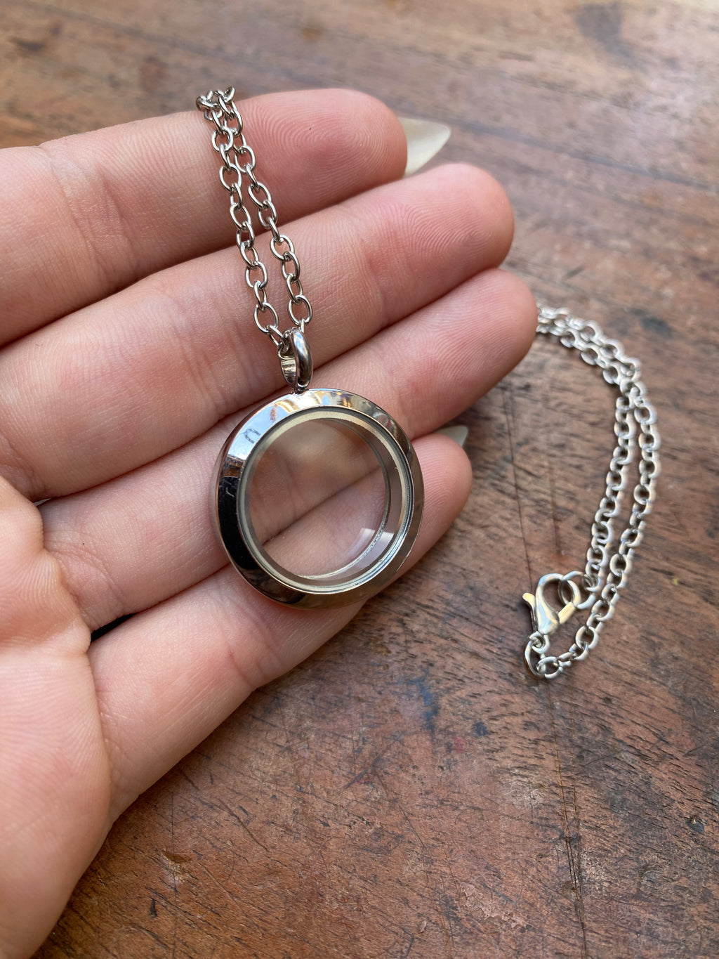 Openable Glass Round Locket Necklace