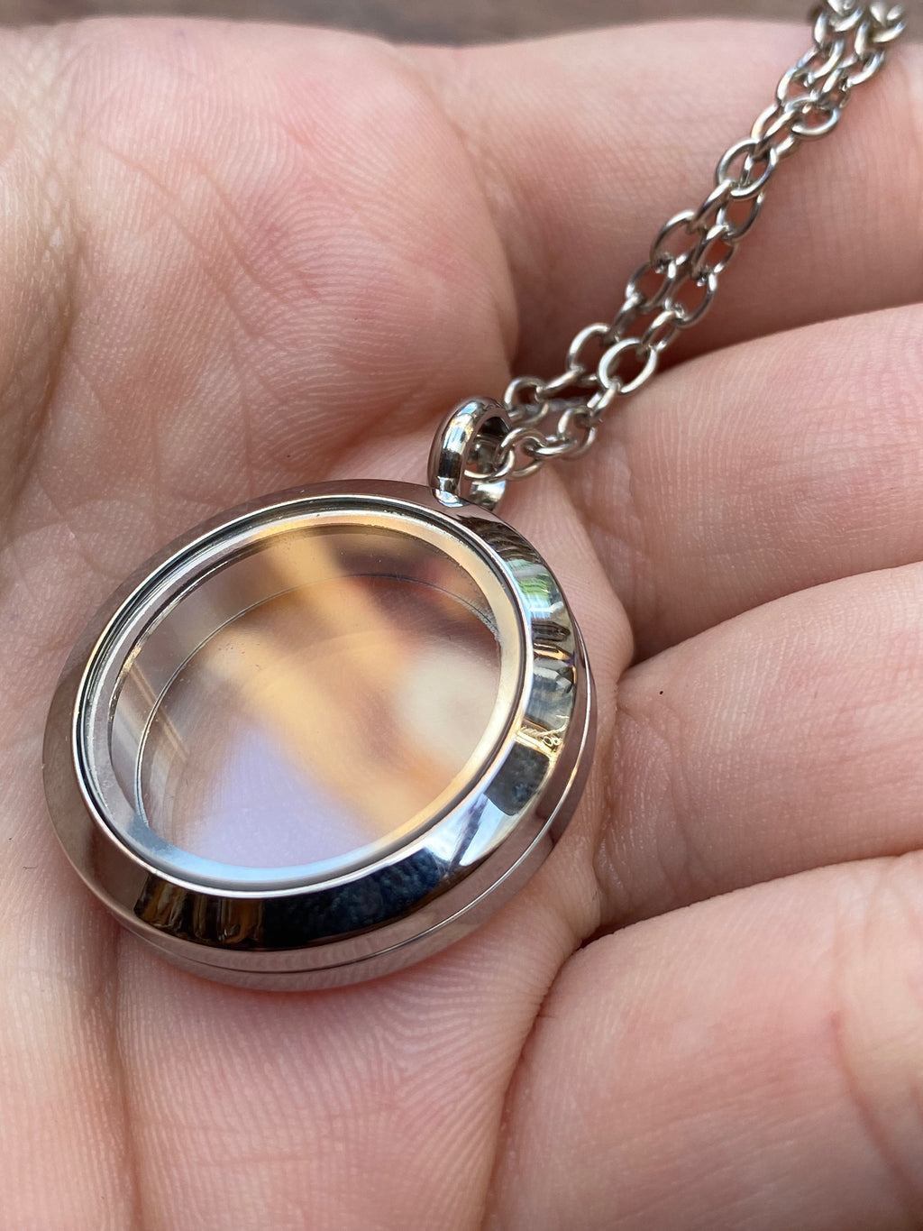 Openable Glass Round Locket Necklace