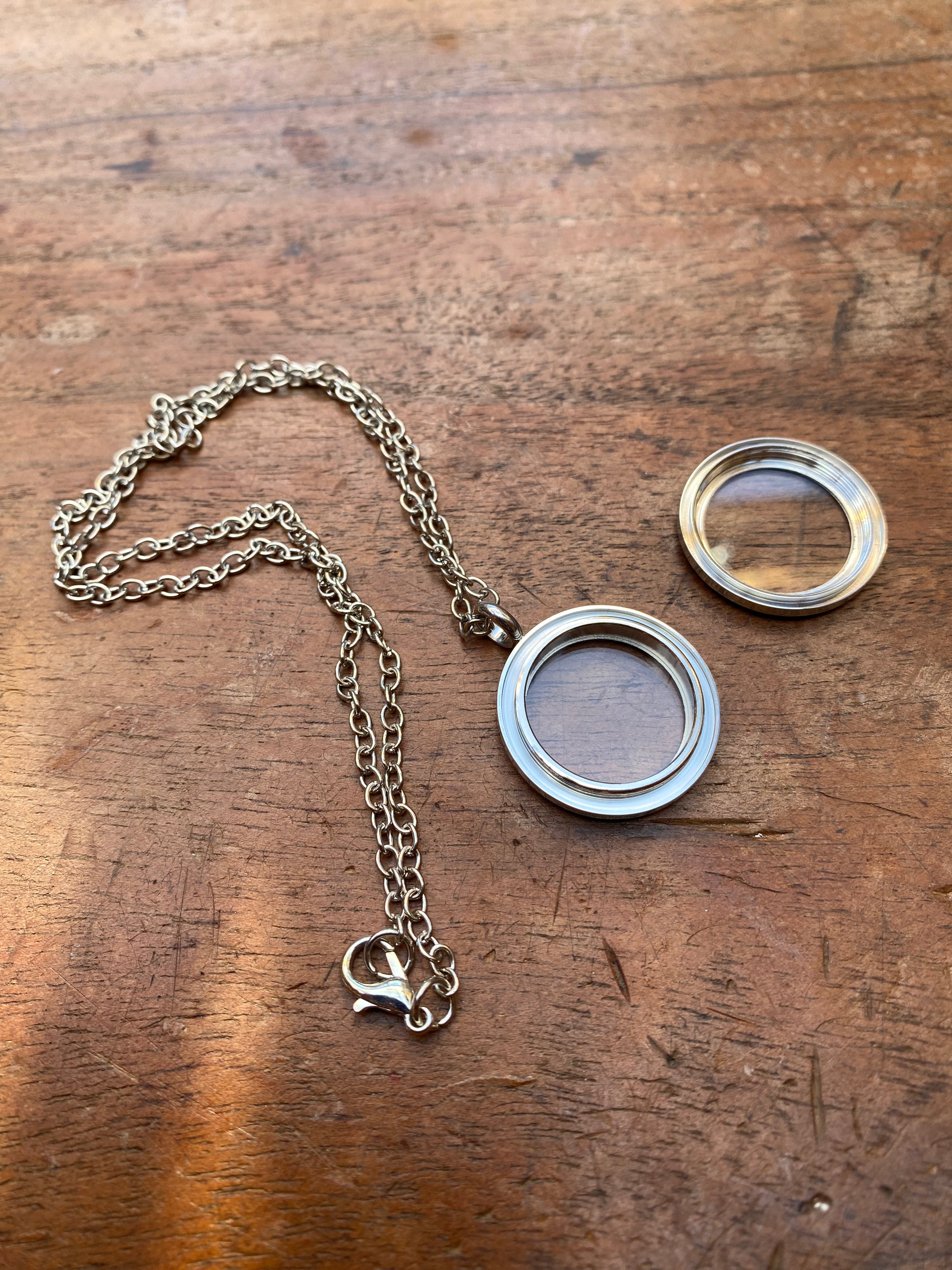 Openable Glass Round Locket Necklace