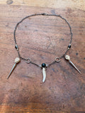 Fox Tooth and Moss Agate Necklace