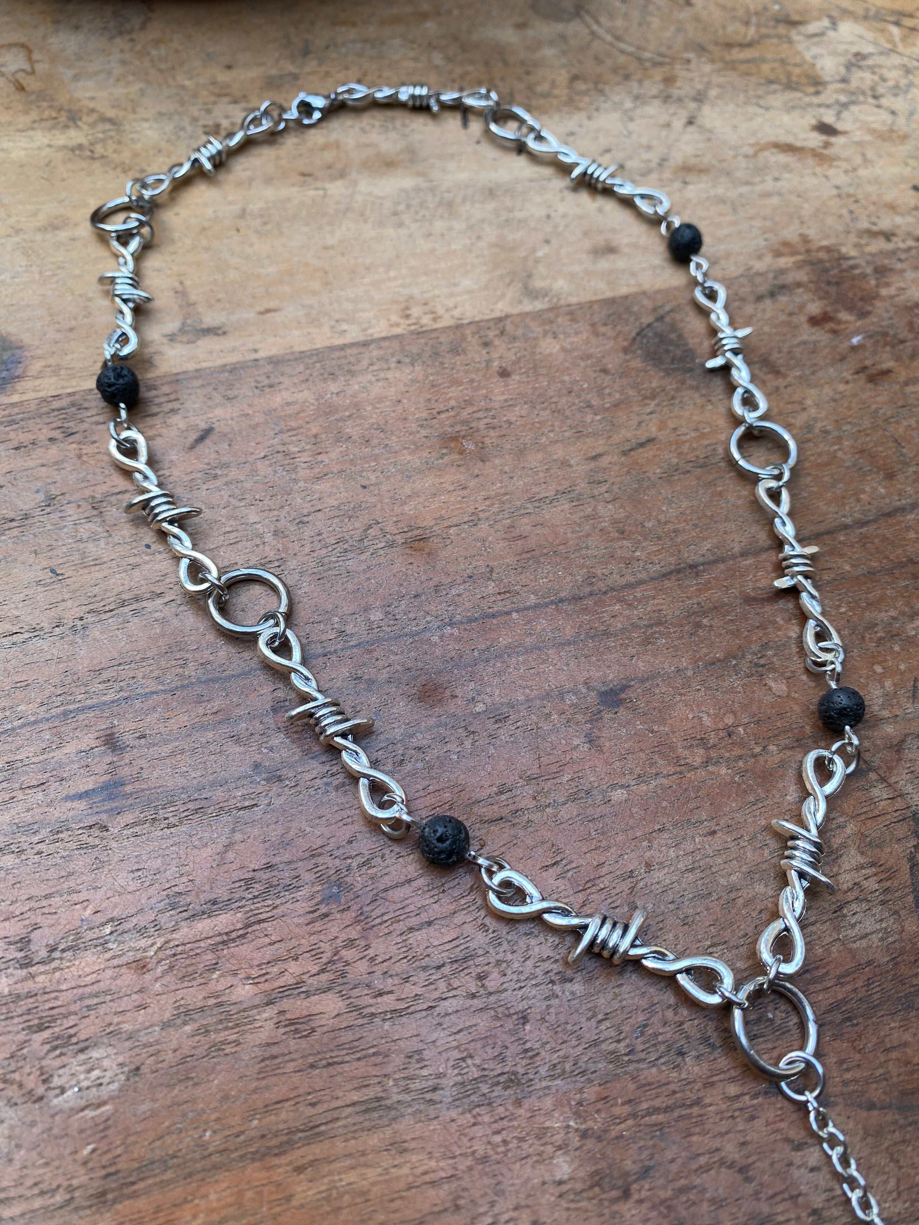 Openable Vial Pendulum and Volcanic Rock Necklace