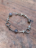 Crosses and Dragon Vein Agate Bracelet