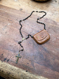 Vintage Wooden Rosary with Leather Case