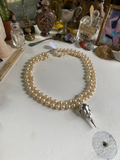 Large Pearl Necklace with Bird Skull image 0