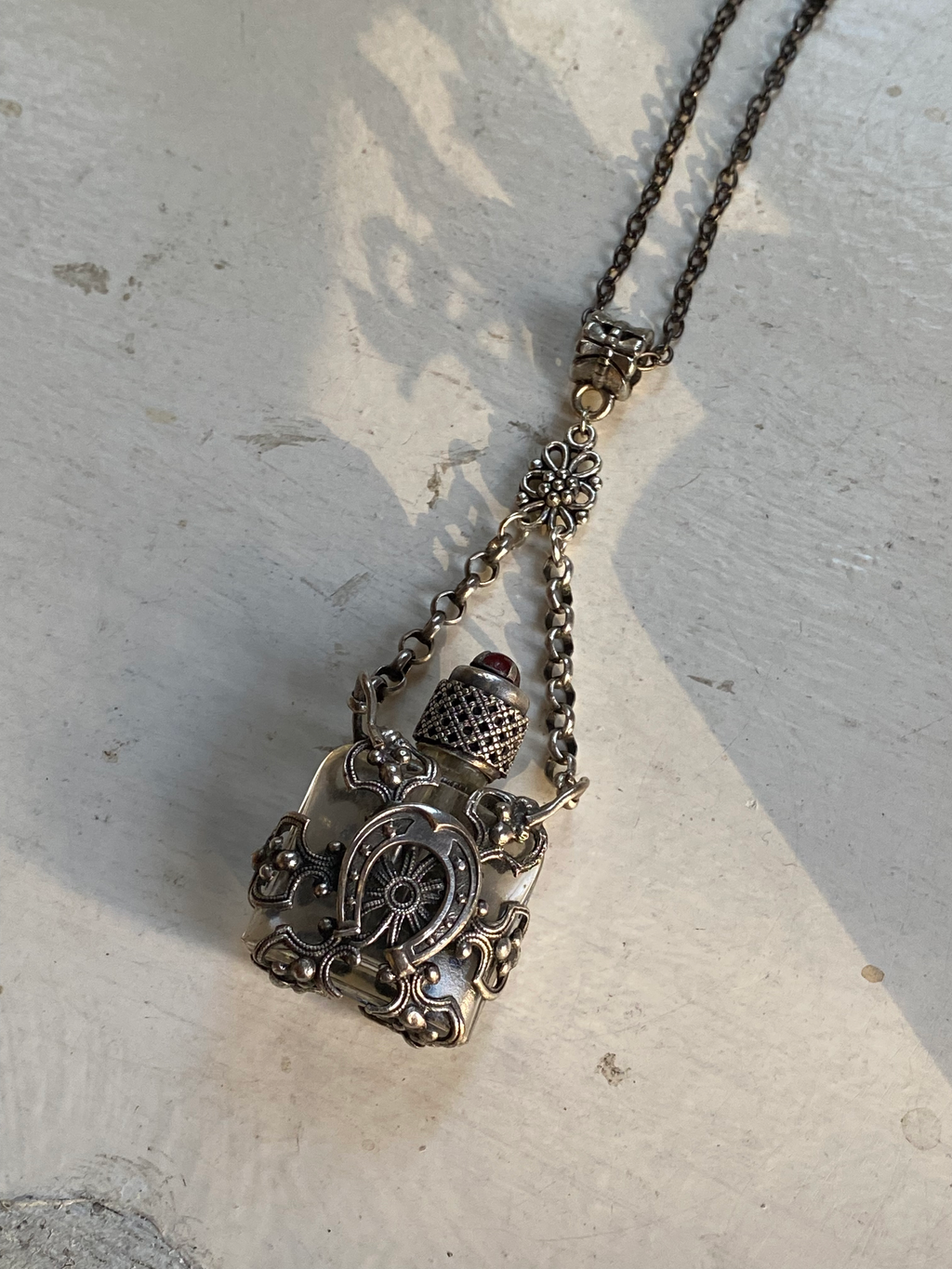 Vintage Glass Vial with Carnelian Necklace image 2