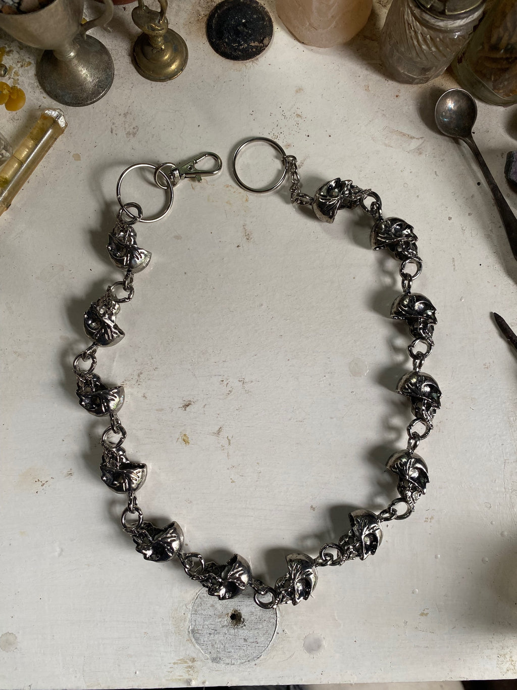 Chunky Stainless Steel Skulls Necklace or Belt Chain image 4