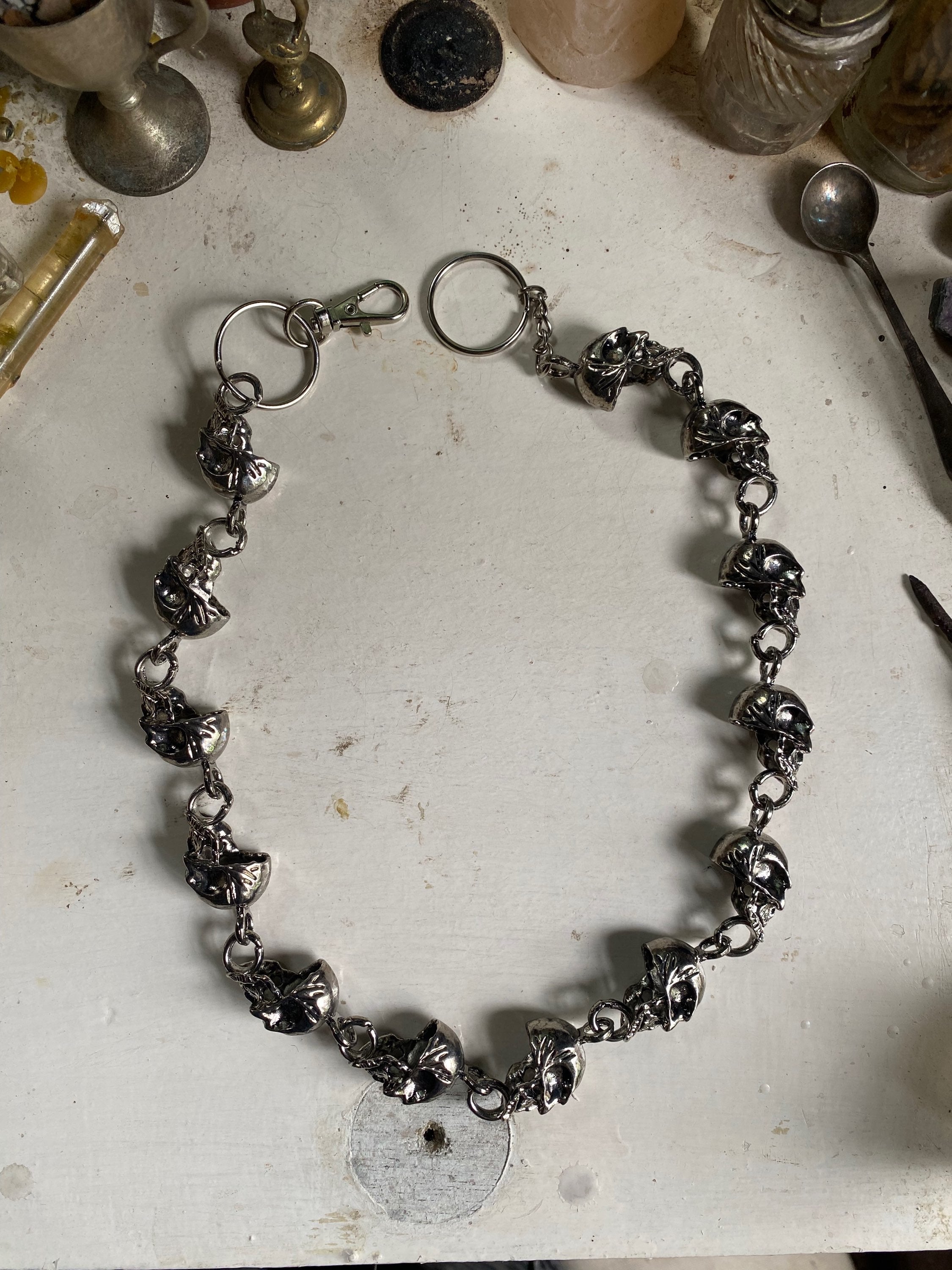 Chunky Stainless Steel Skulls Necklace or Belt Chain image 4