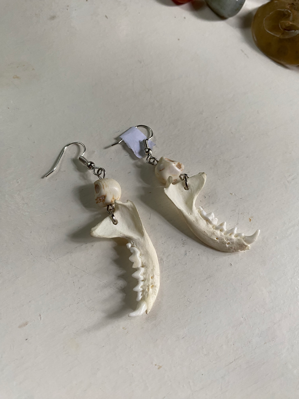 Mink Jawbones and Skull Charms Earrings image 0