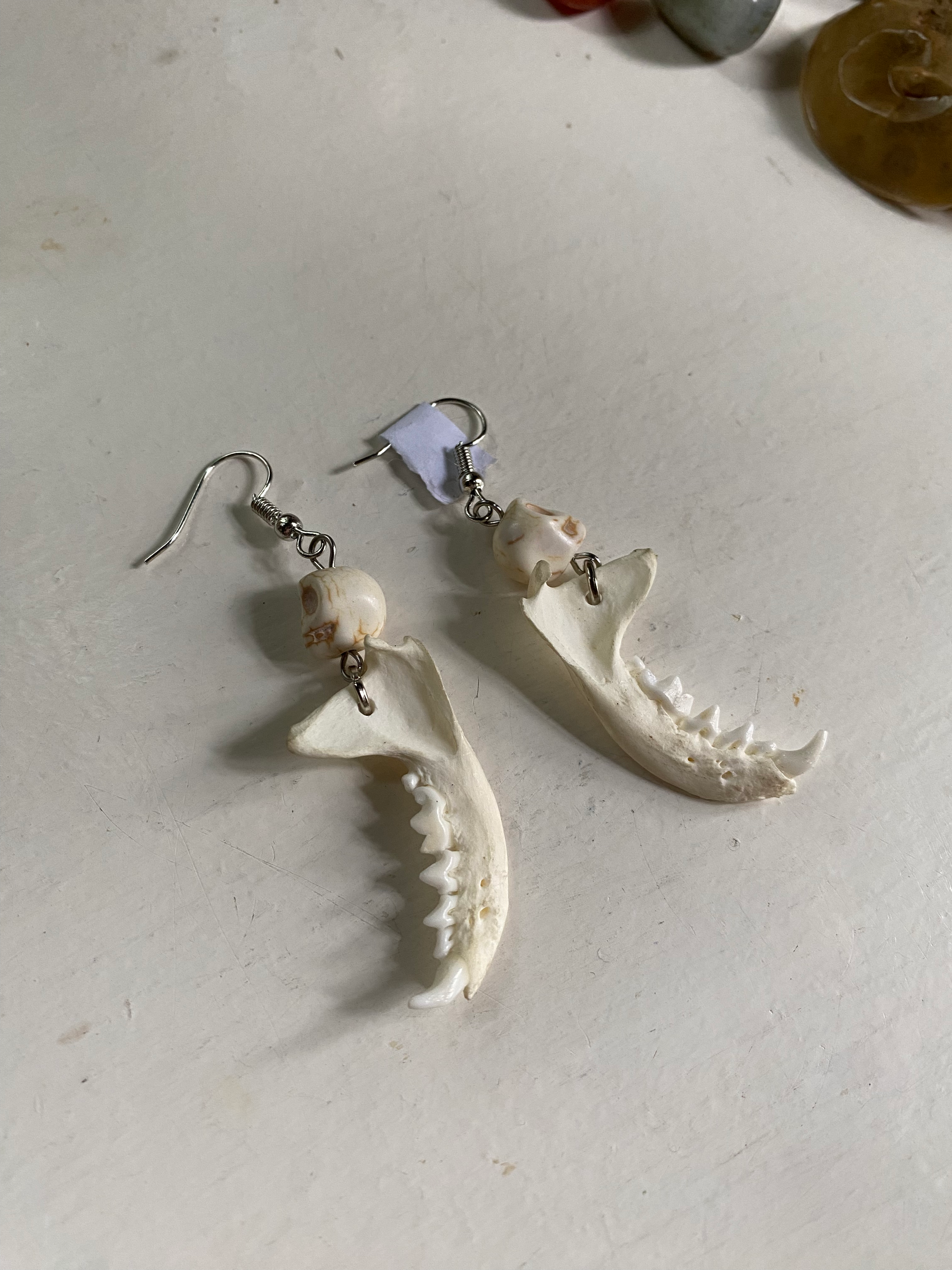 Mink Jawbones and Skull Charms Earrings image 0