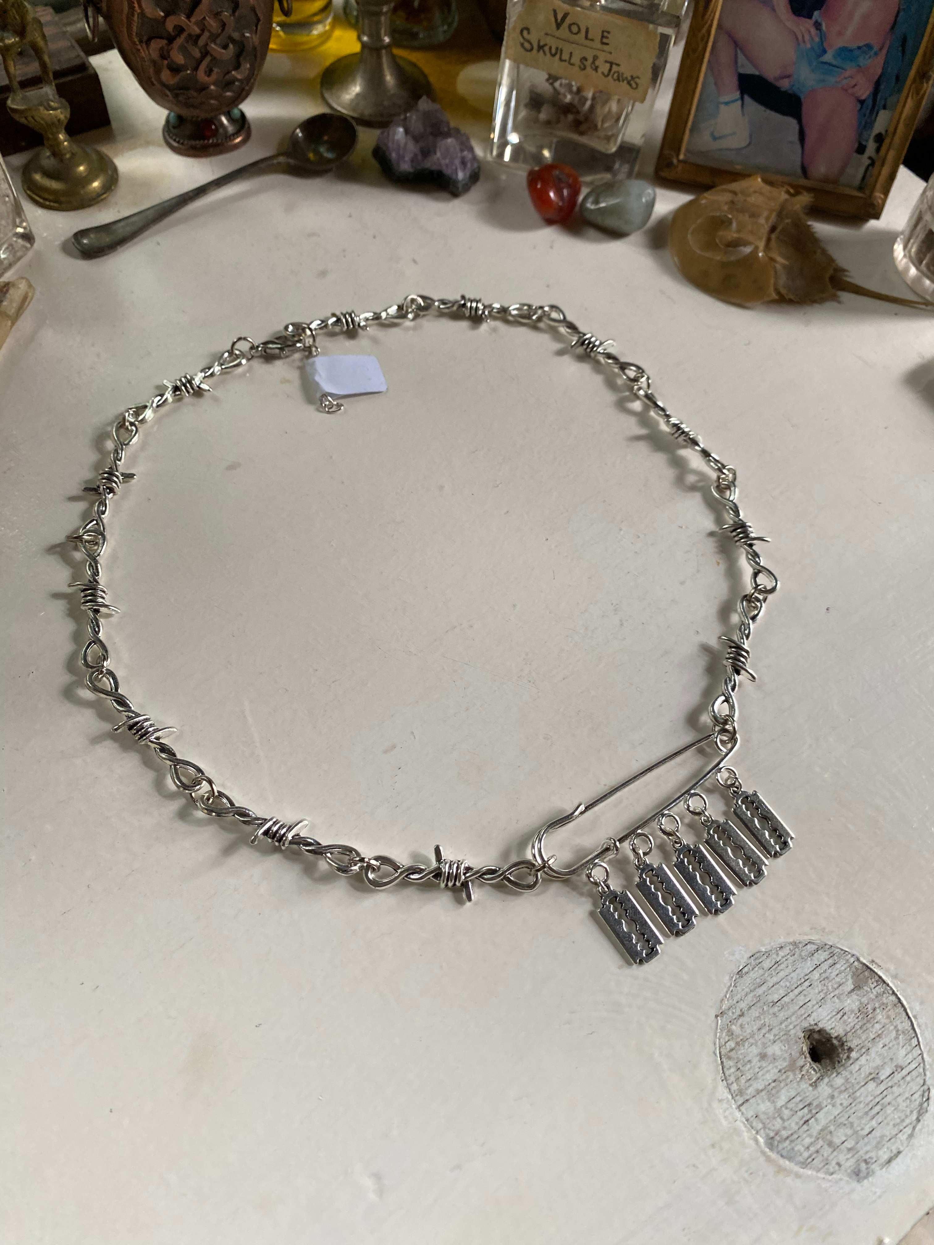 Barbed Wire and Razor Blades Necklace image 0