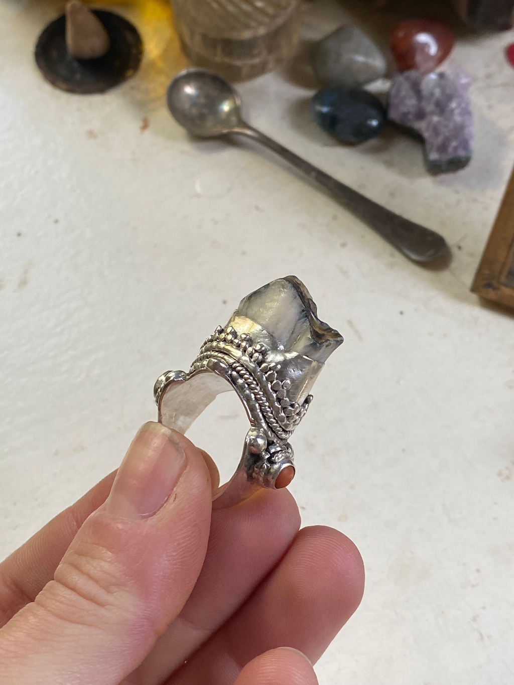 Fossilised Tooth and Sterling Silver Ring image 2