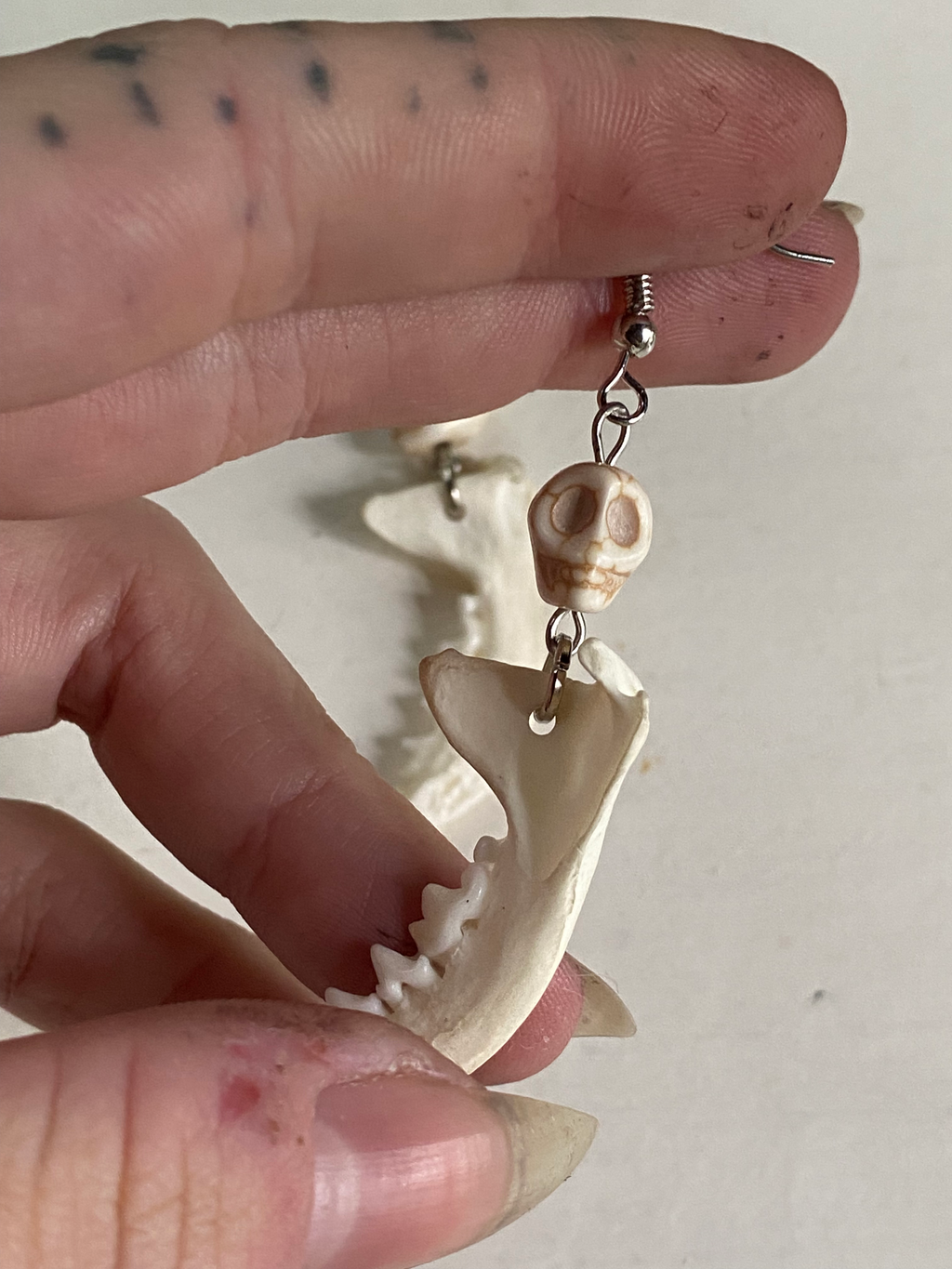 Mink Jawbones and Skull Charms Earrings image 2