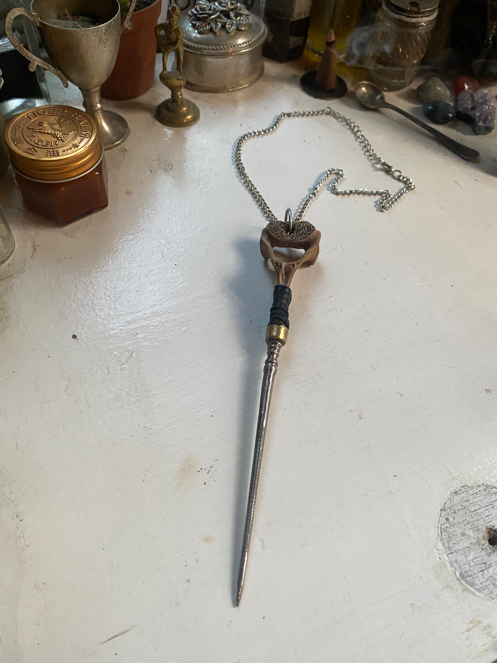 Vertebrae Bone Knife/Owl on Chain image 3