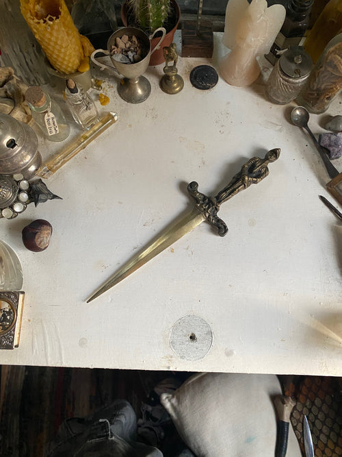 Brass Knight Handle Dagger image 0