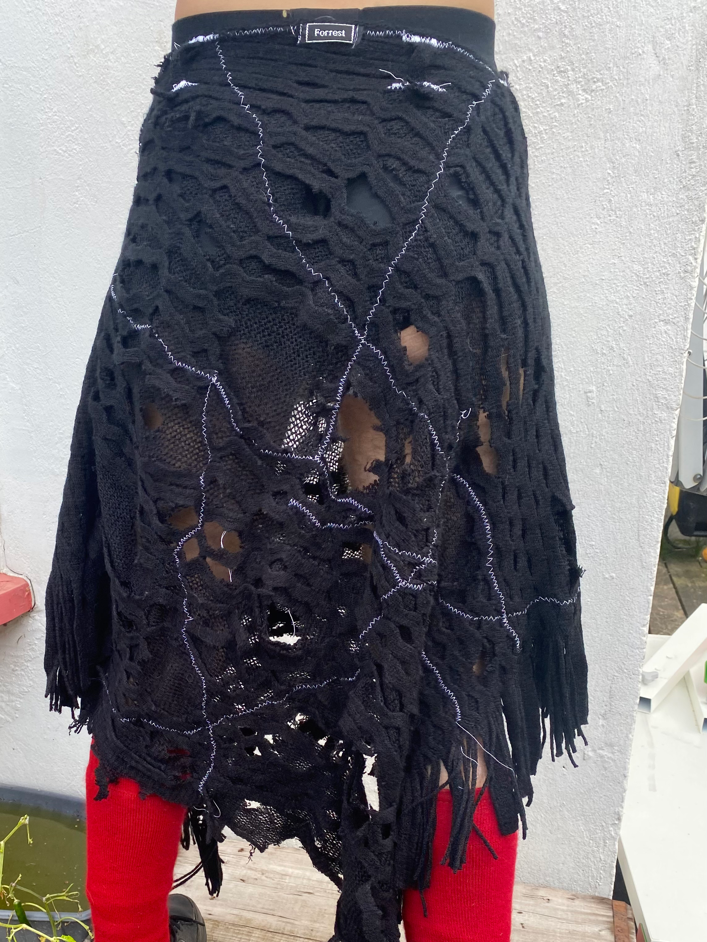 Torn Black Knit Skirt image 4