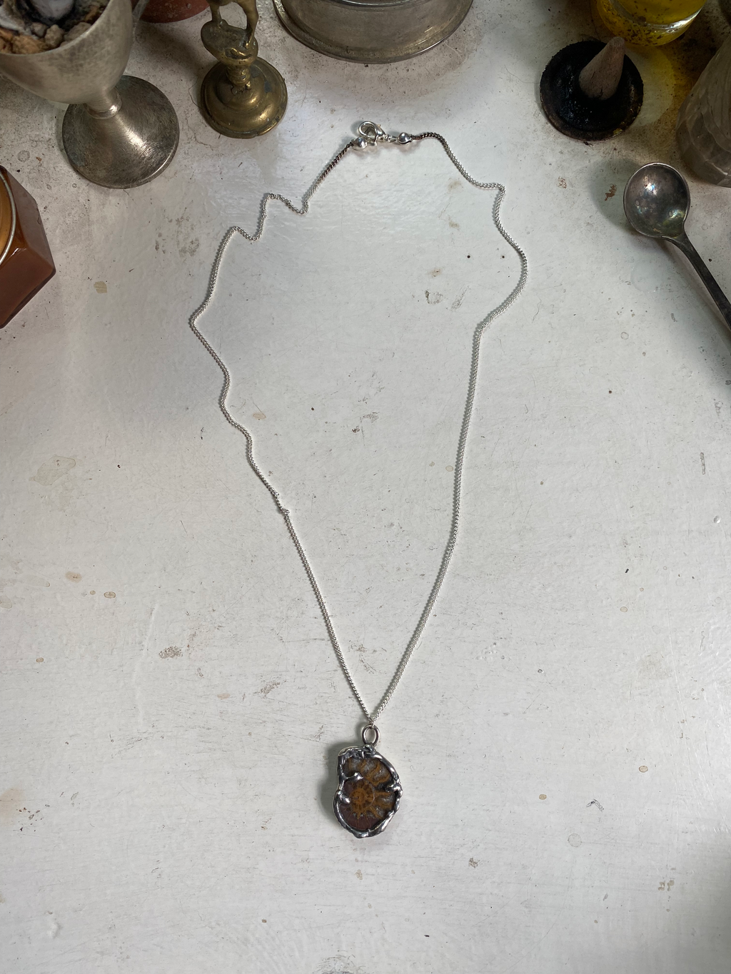 Fossil in Sterling Silver Frame Necklace image 2