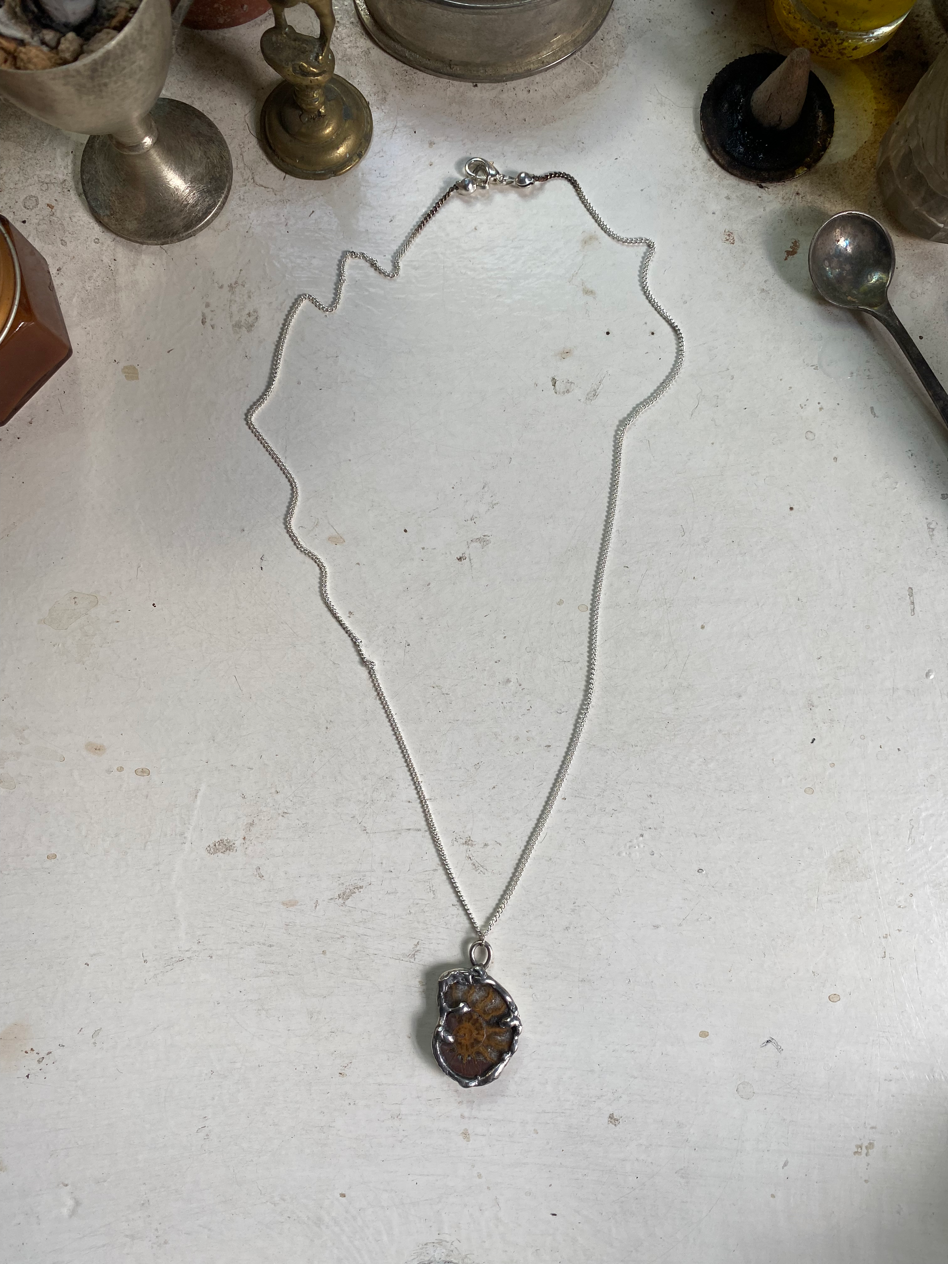 Fossil in Sterling Silver Frame Necklace image 2
