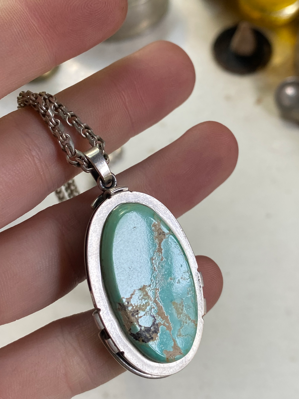 Vial in Turquoise and Sterling Silver Necklace image 2