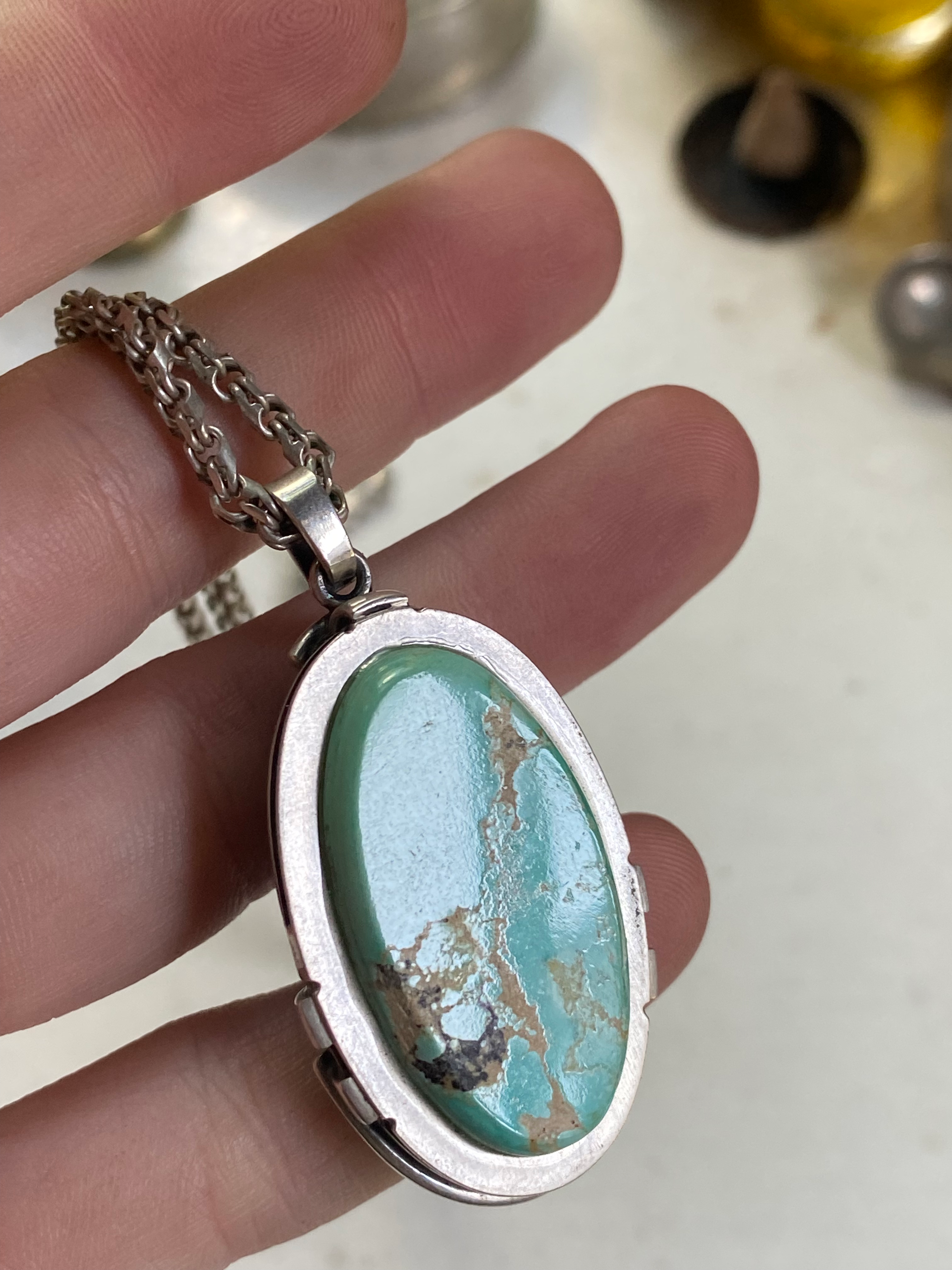 Vial in Turquoise and Sterling Silver Necklace image 2