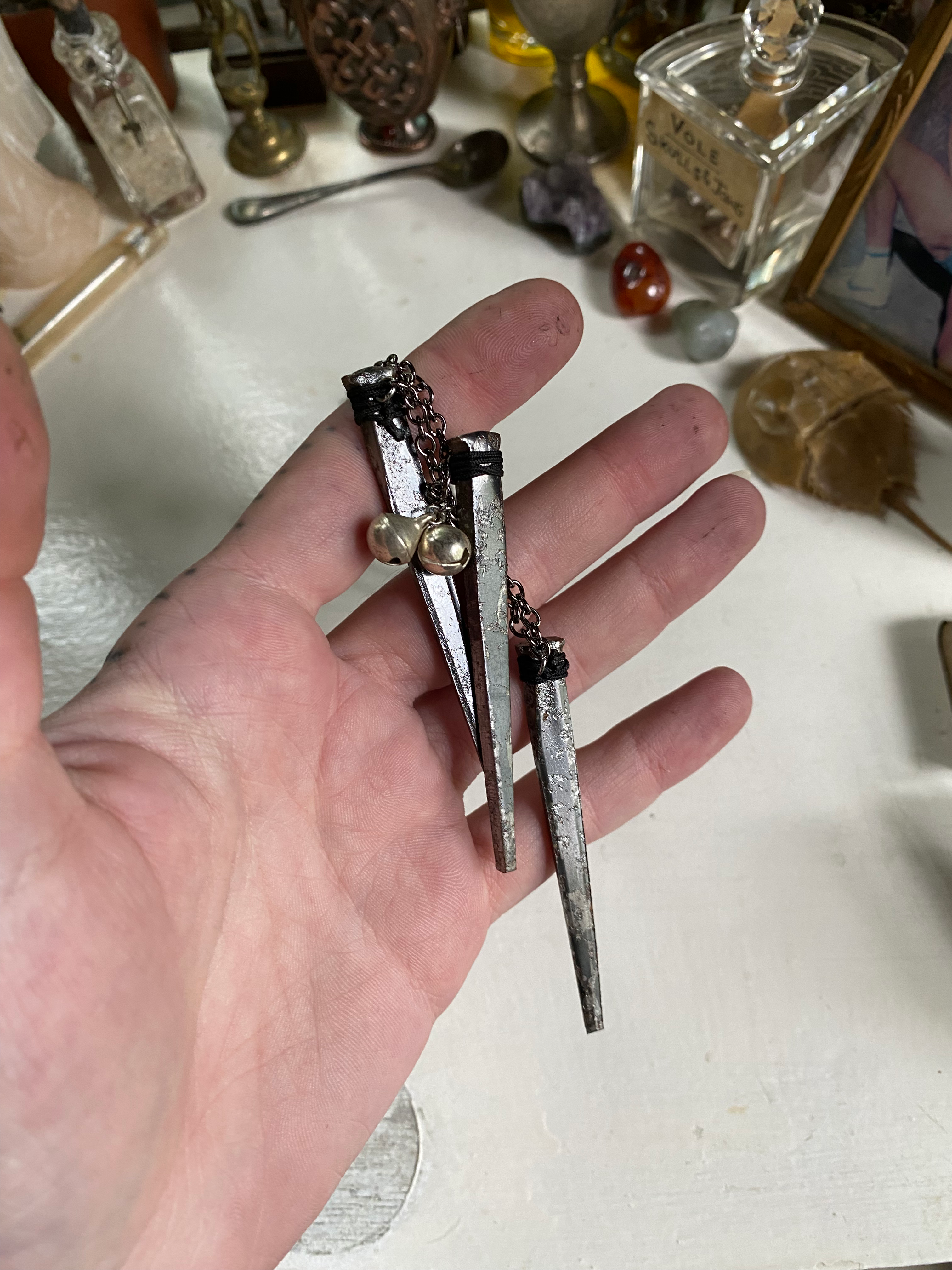 Coffin Nails and Small Bells Chain Necklace image 1