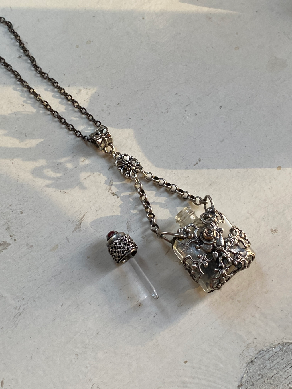 Vintage Glass Vial with Carnelian Necklace image 4