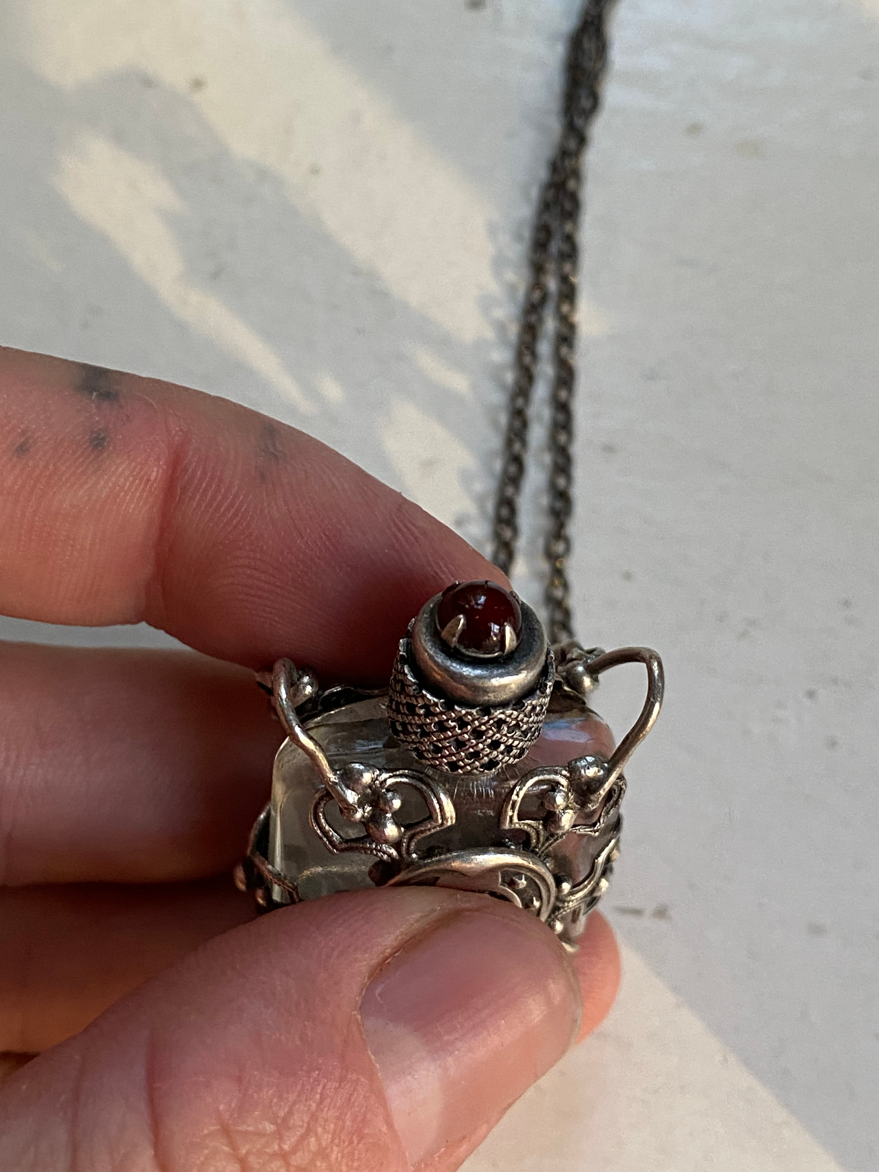 Vintage Glass Vial with Carnelian Necklace image 3