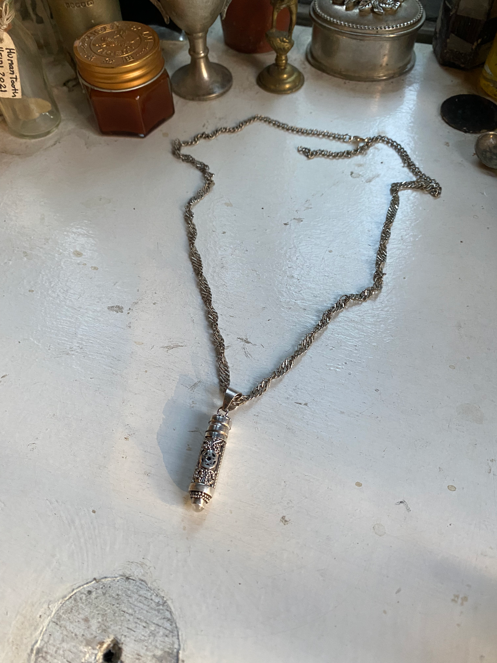 Glass Vial in Sterling Silver Capsule Necklace image 1